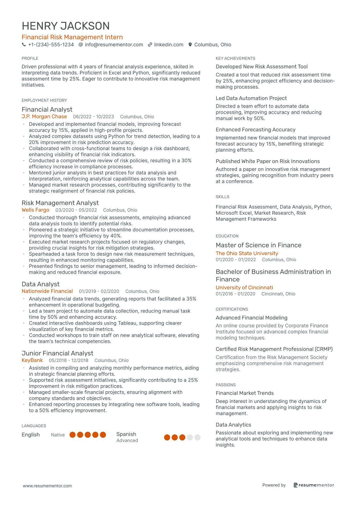 Financial Risk Management Intern