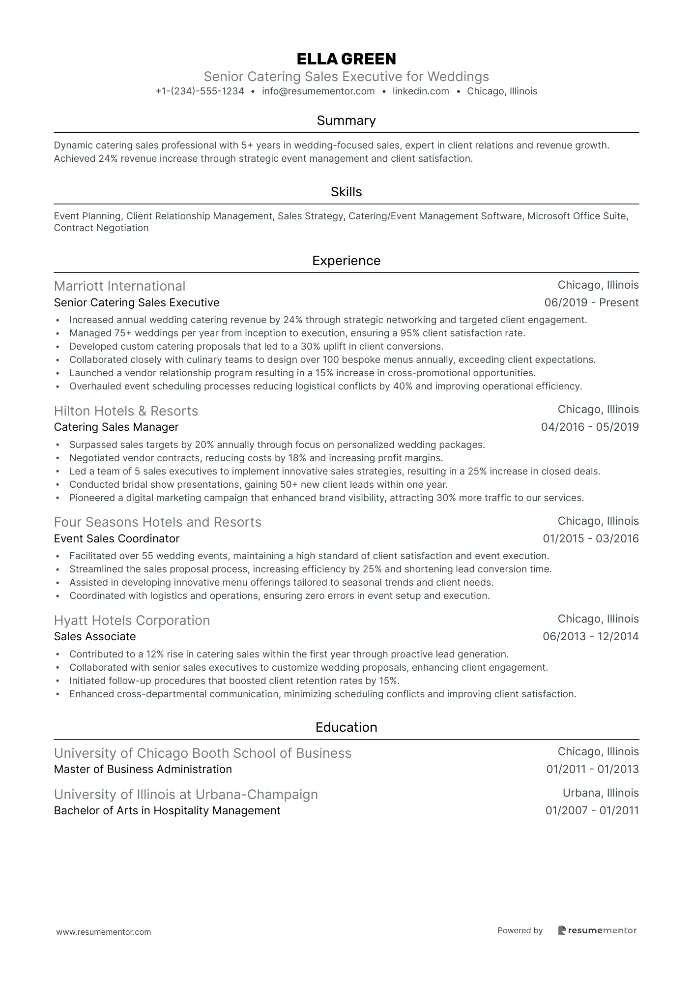 Senior Catering Sales Executive for Weddings