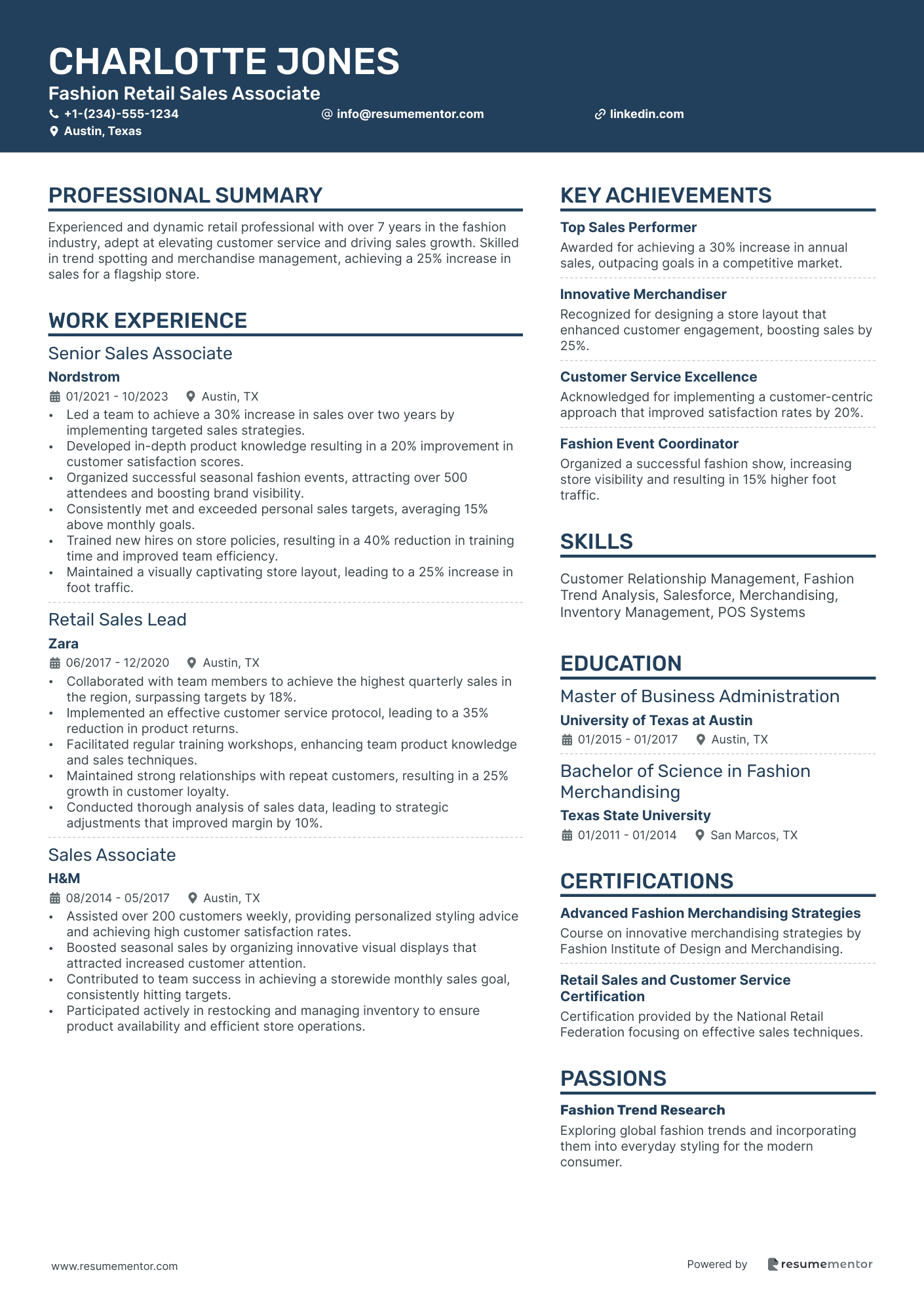 Fashion Retail Sales Associate