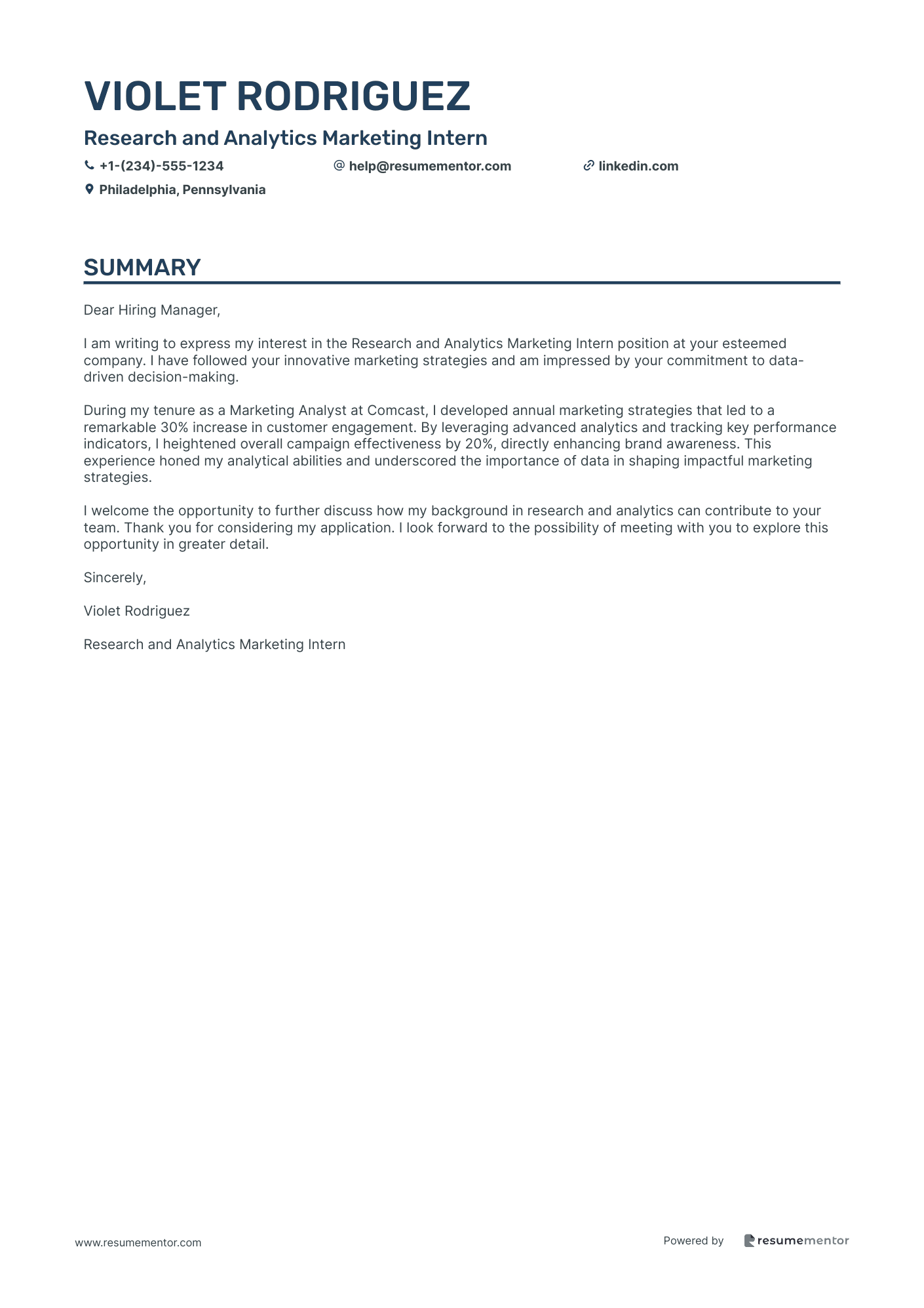 Research and Analytics Marketing Intern