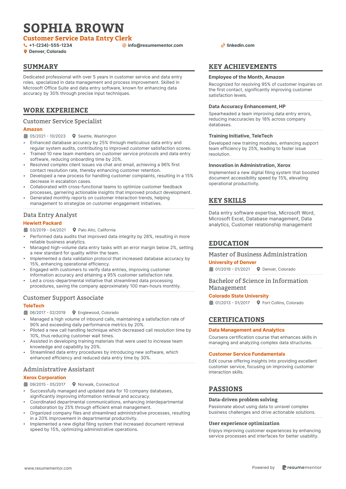 Customer Service Data Entry Clerk