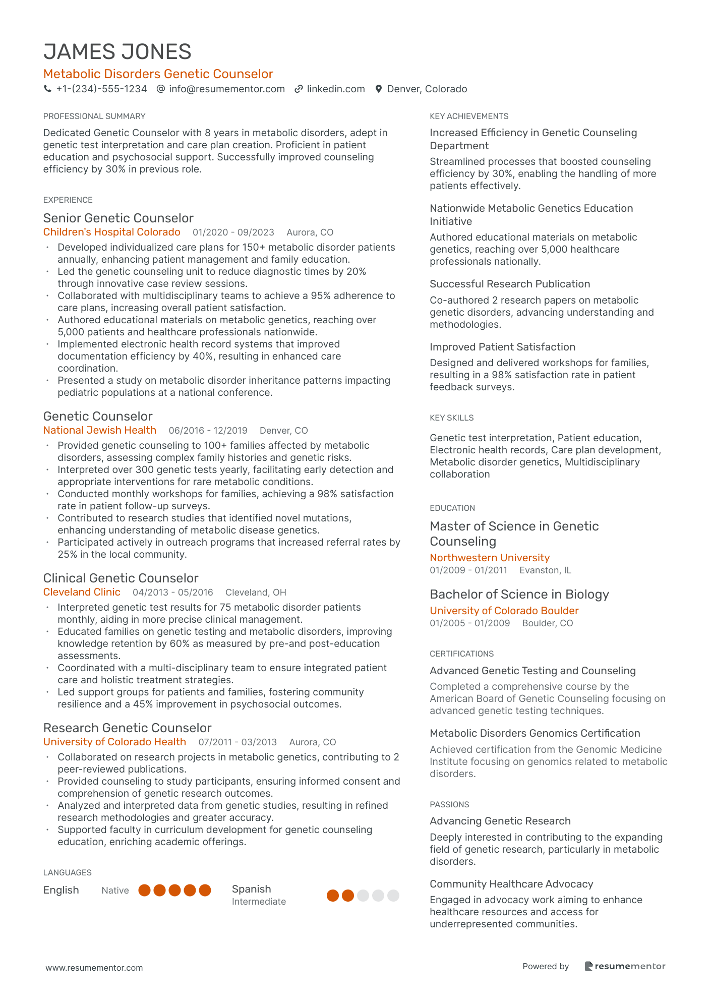 Metabolic Disorders Genetic Counselor