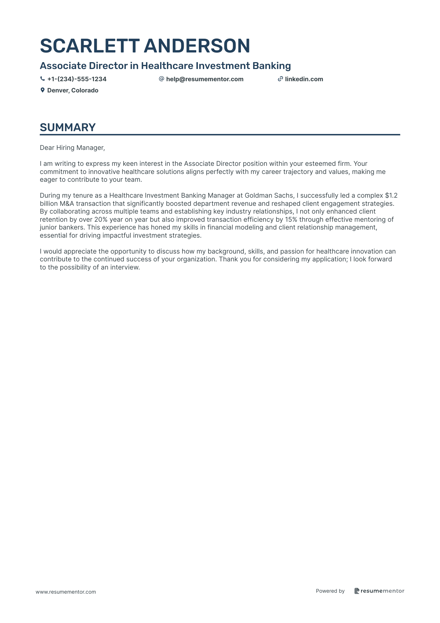 Associate Director in Healthcare Investment Banking