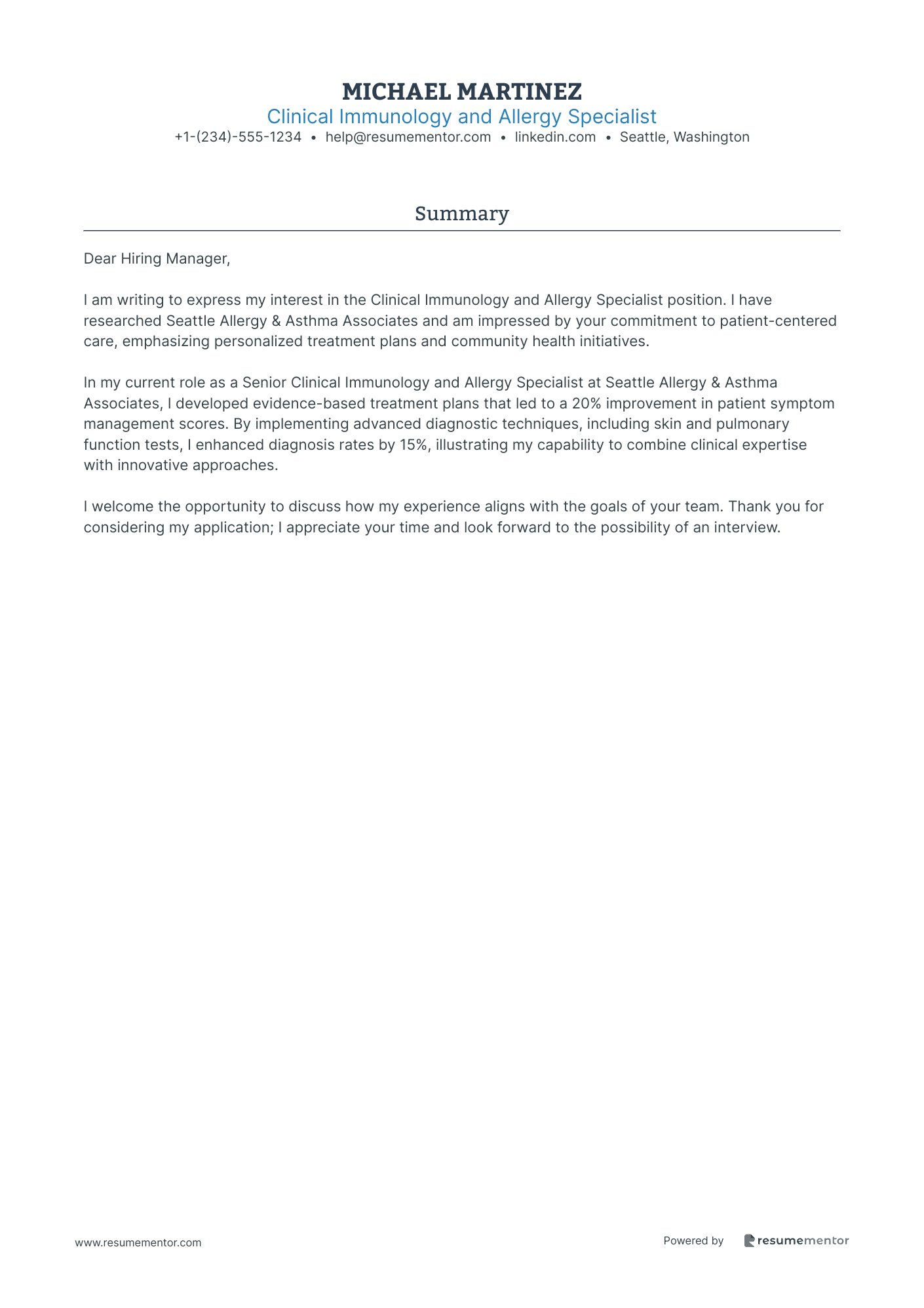 Clinical Immunology and Allergy Specialist