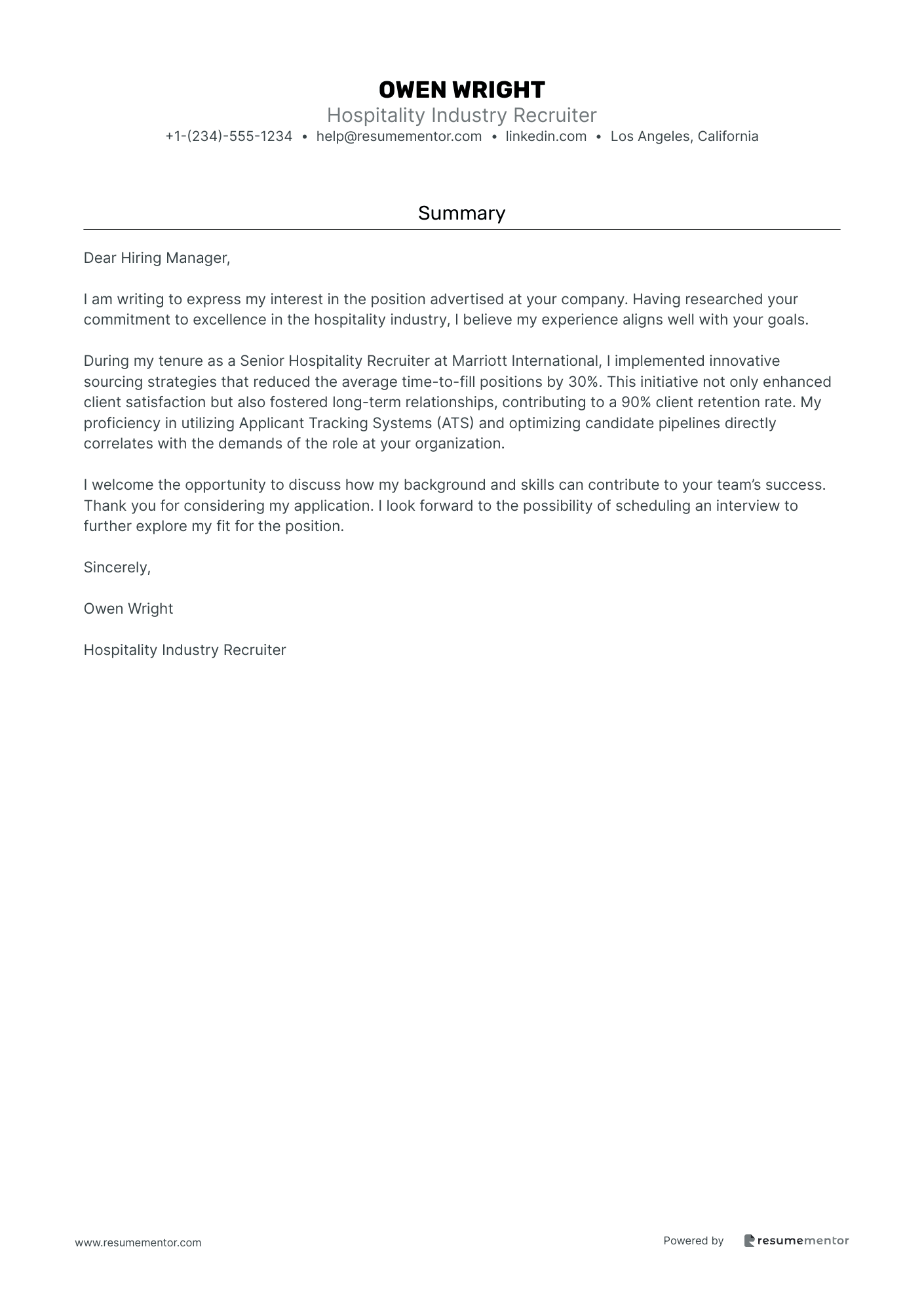 Hospitality Industry Recruiter