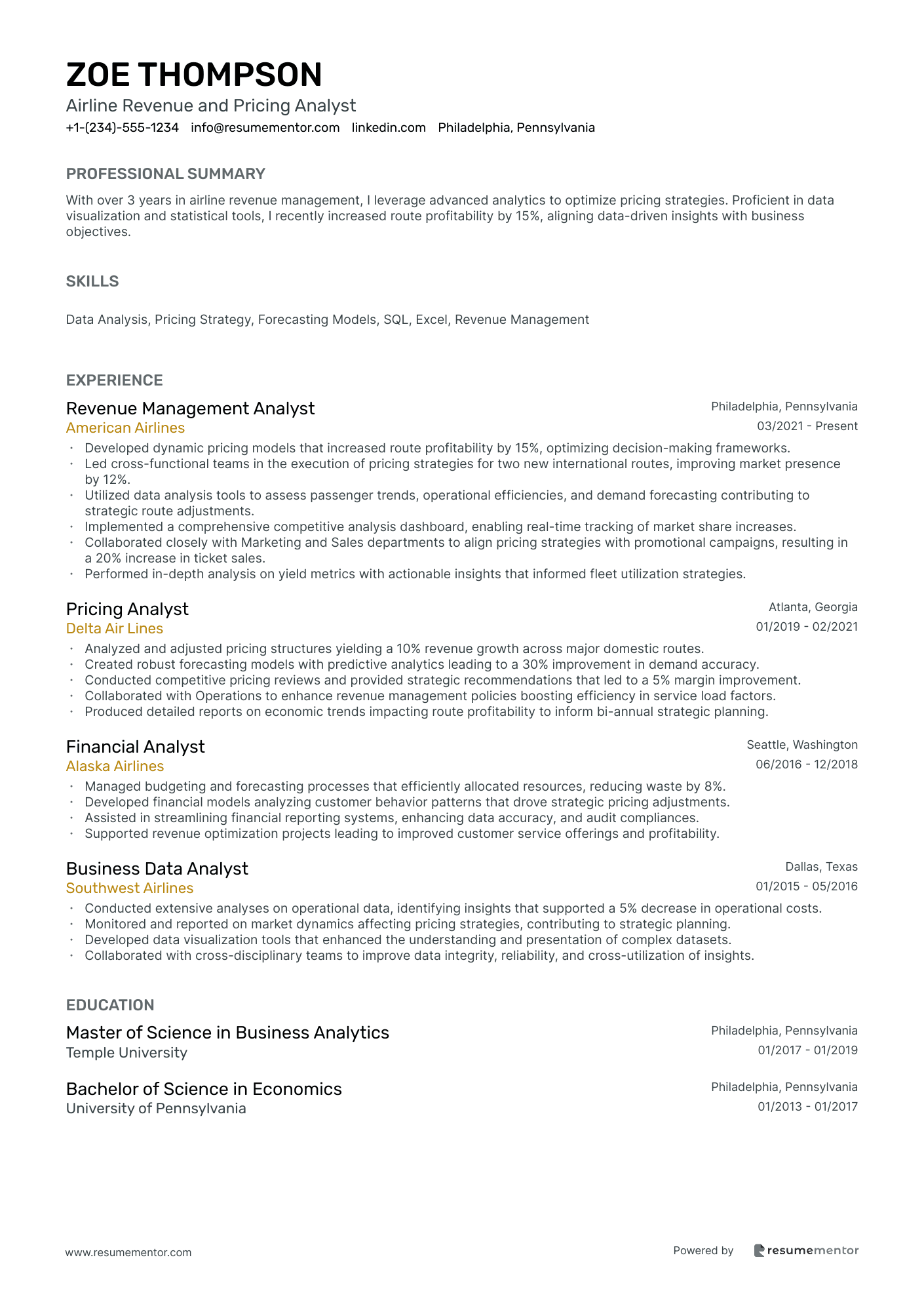Airline Revenue and Pricing Analyst