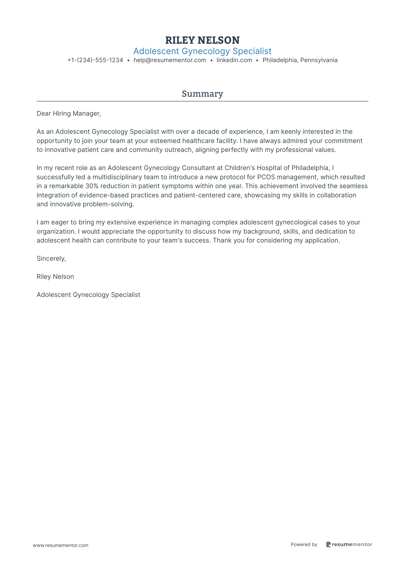 Adolescent Gynecology Specialist