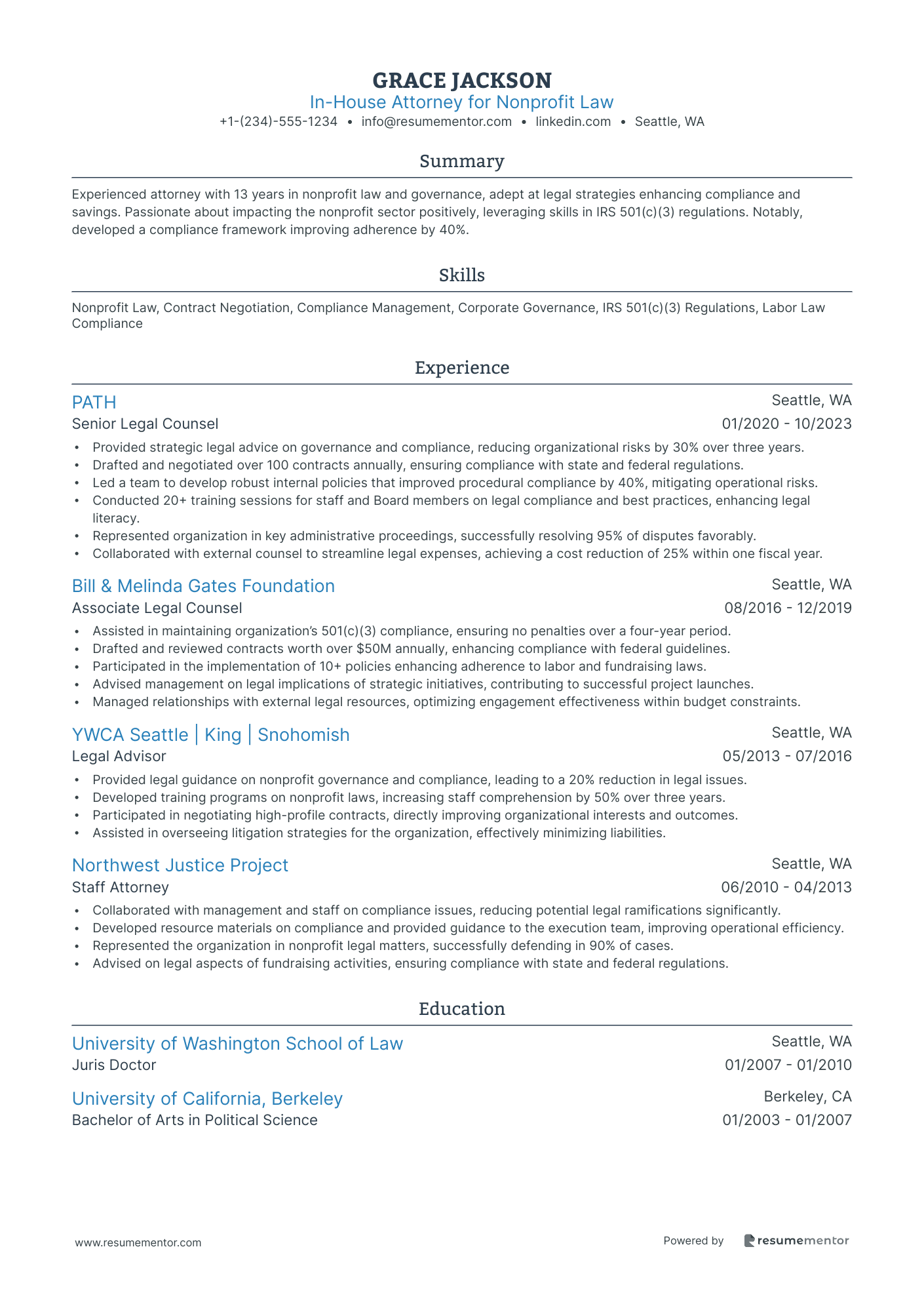 In House Attorney for Nonprofit Law