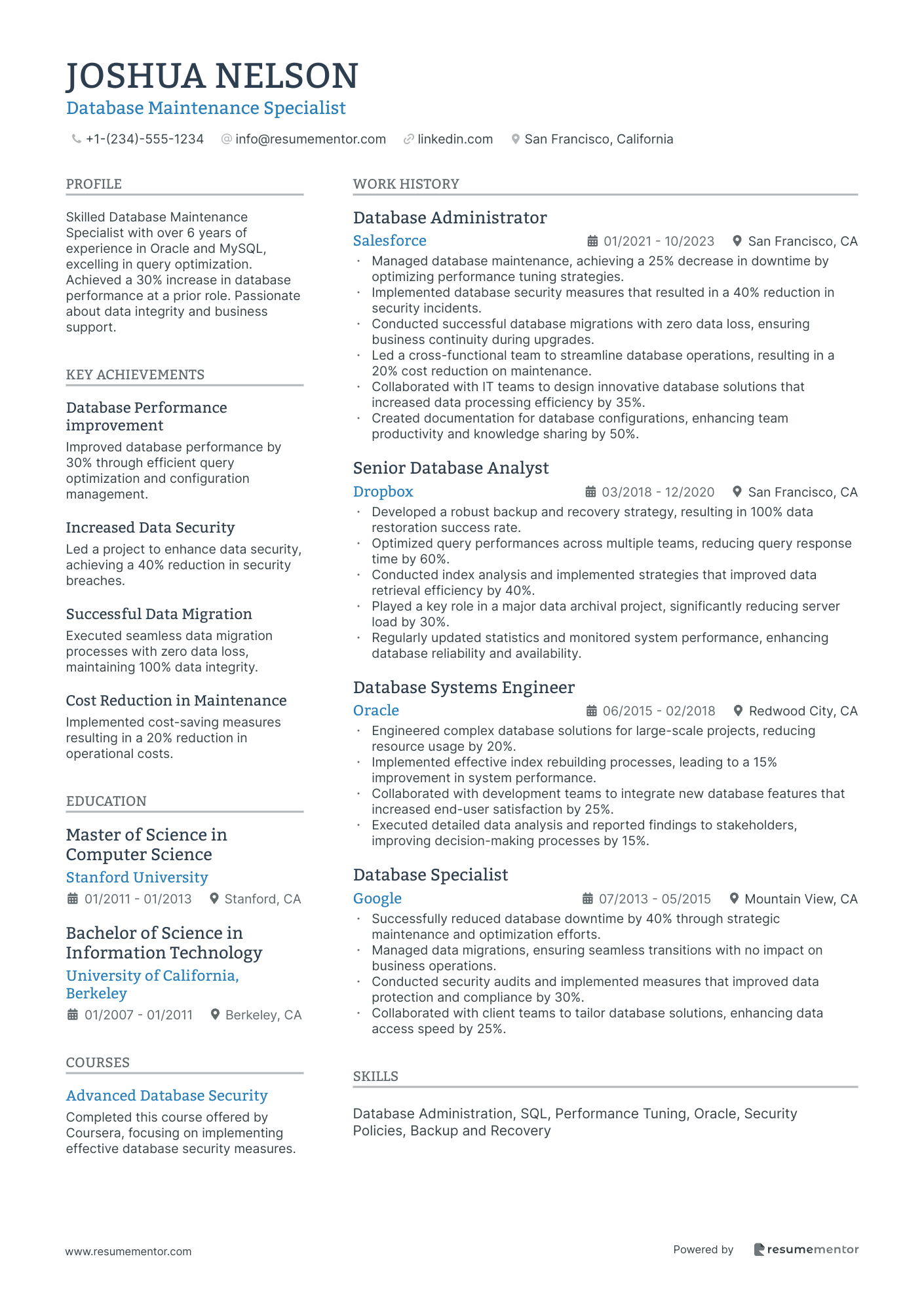 Database Maintenance Specialist