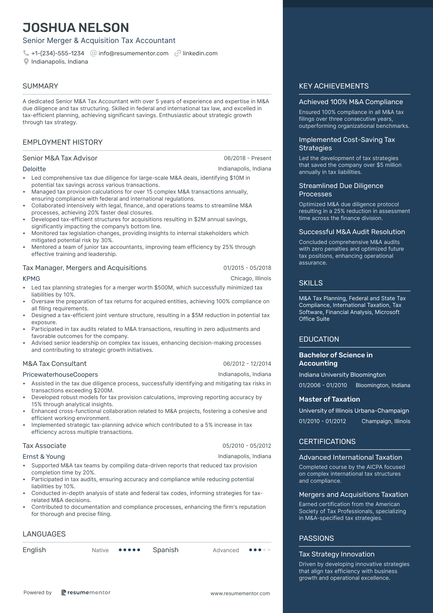 Senior Merger & Acquisition Tax Accountant