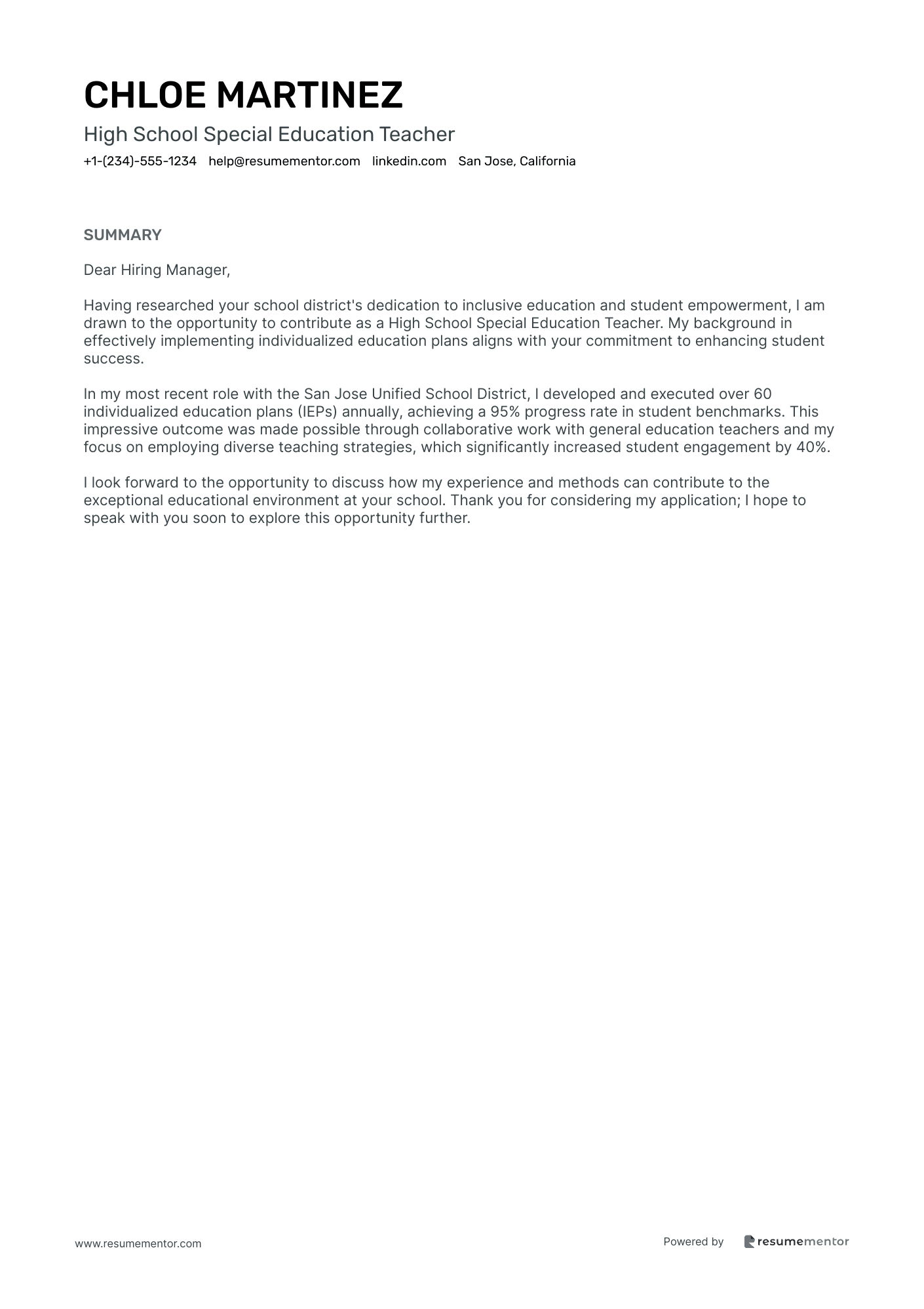 High School Special Education Teacher
