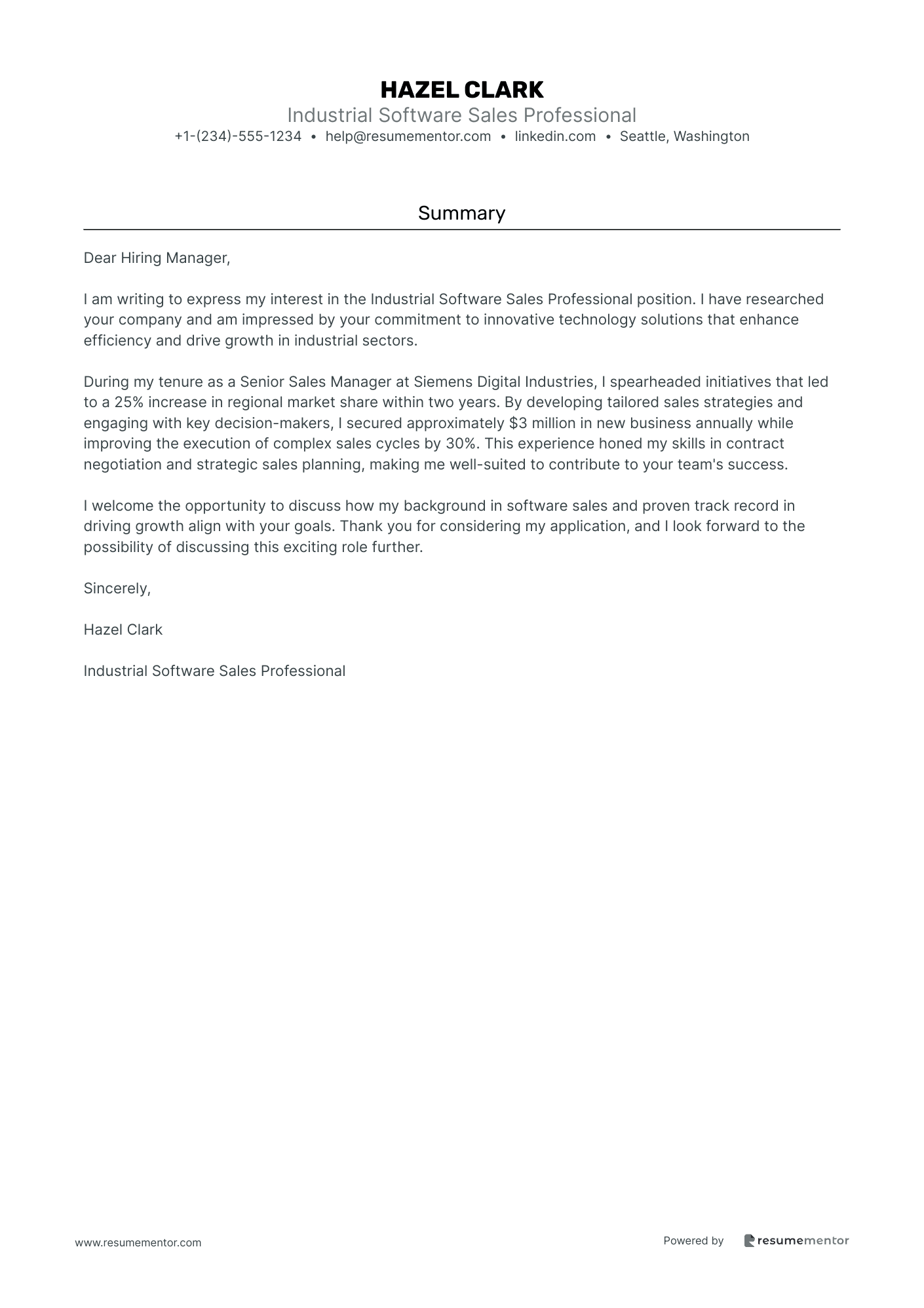 Industrial Software Sales Professional