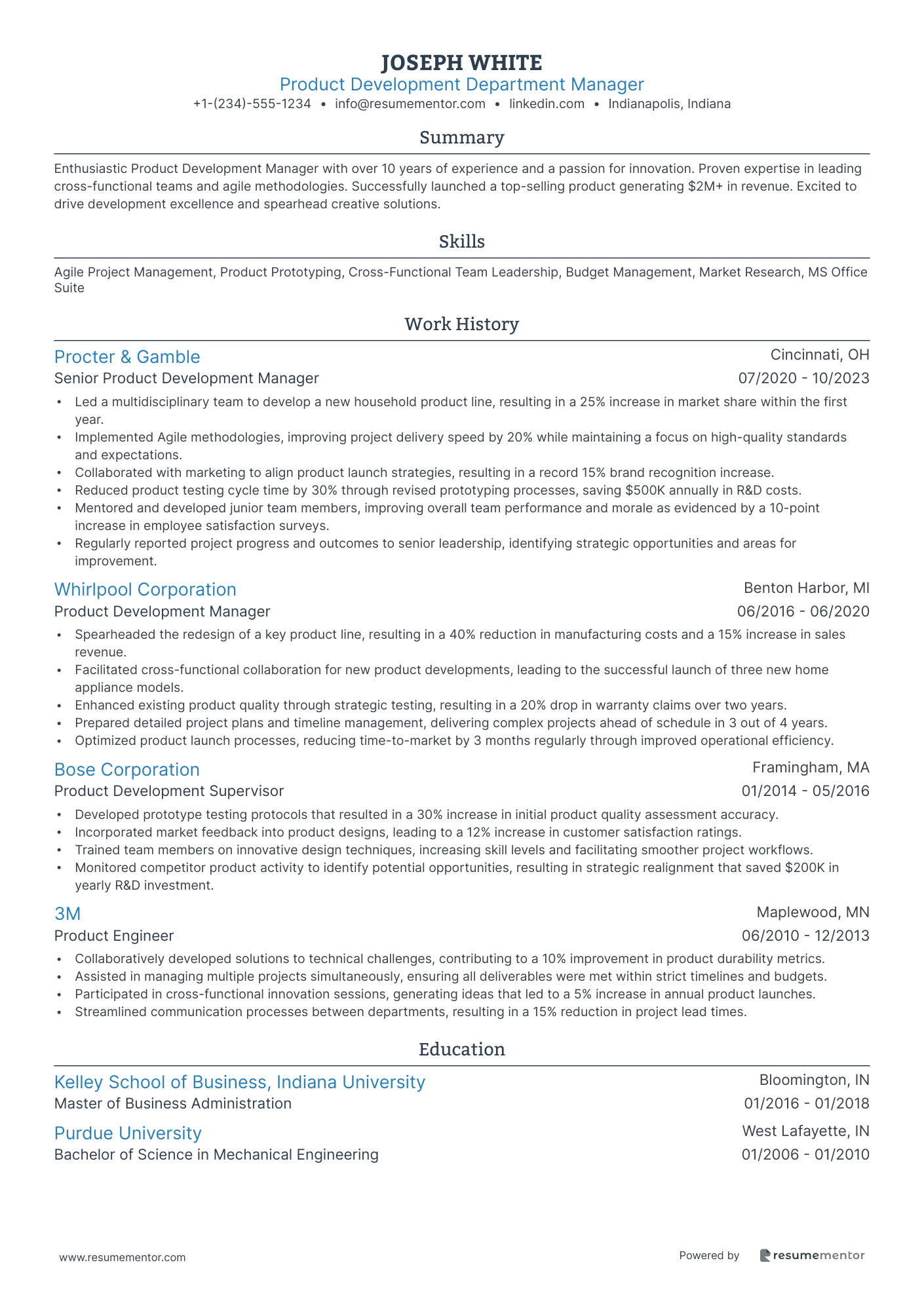 Product Development Department Manager