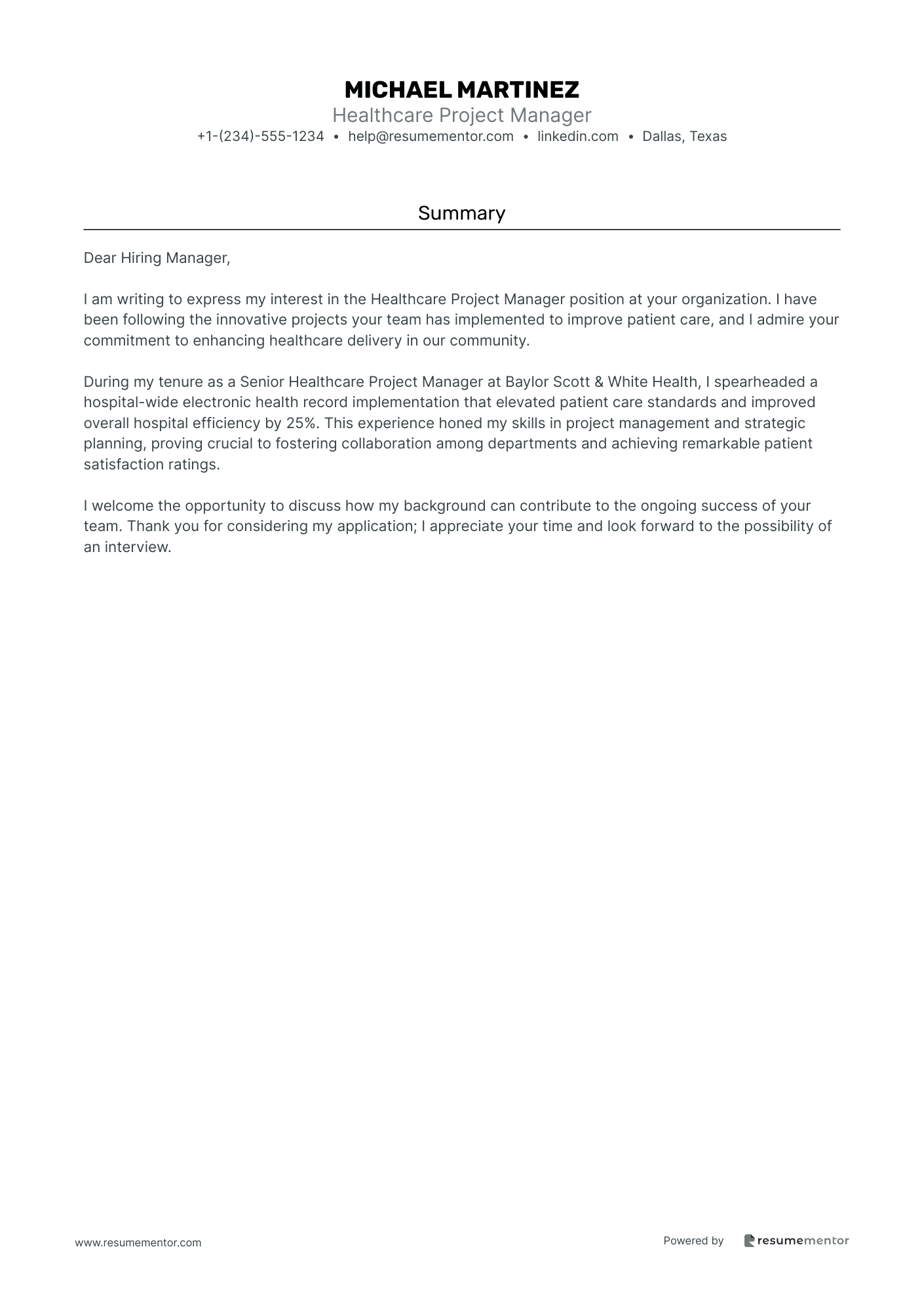 Healthcare Project Manager