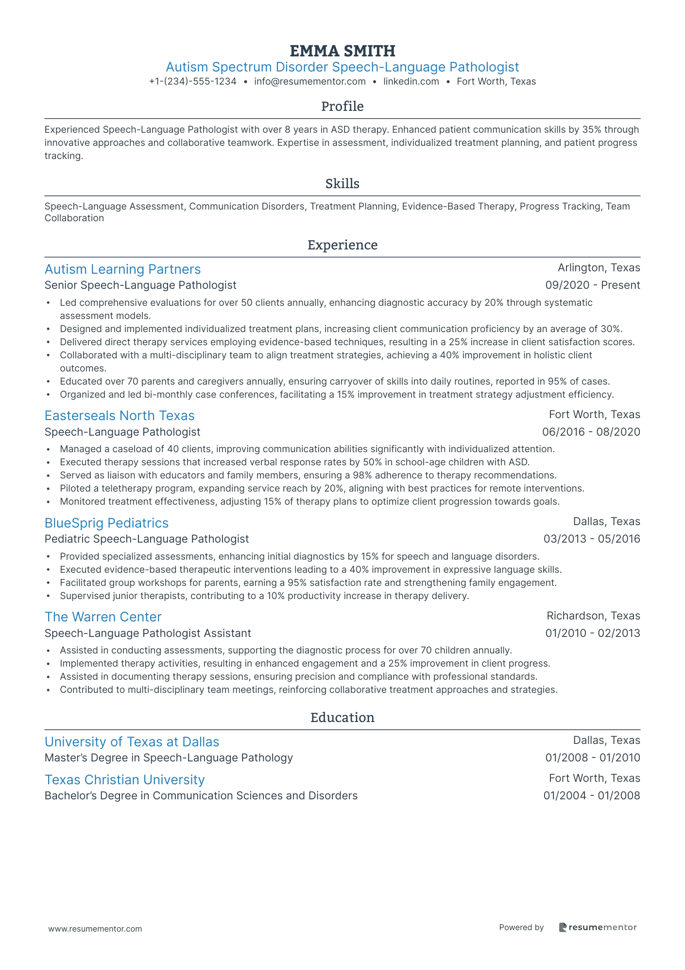 Autism Spectrum Disorder Speech Language Pathologist