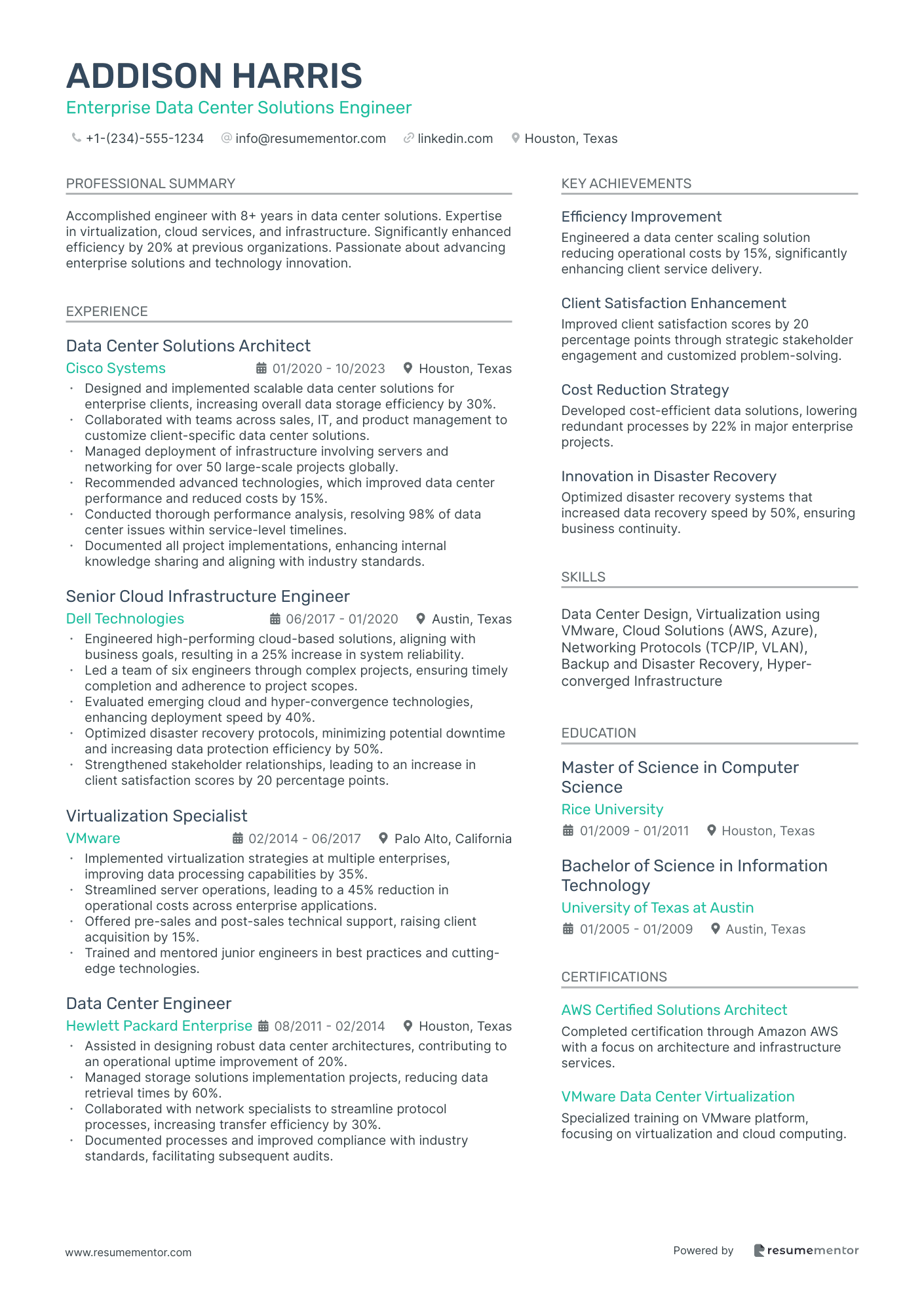 Enterprise Data Center Solutions Engineer