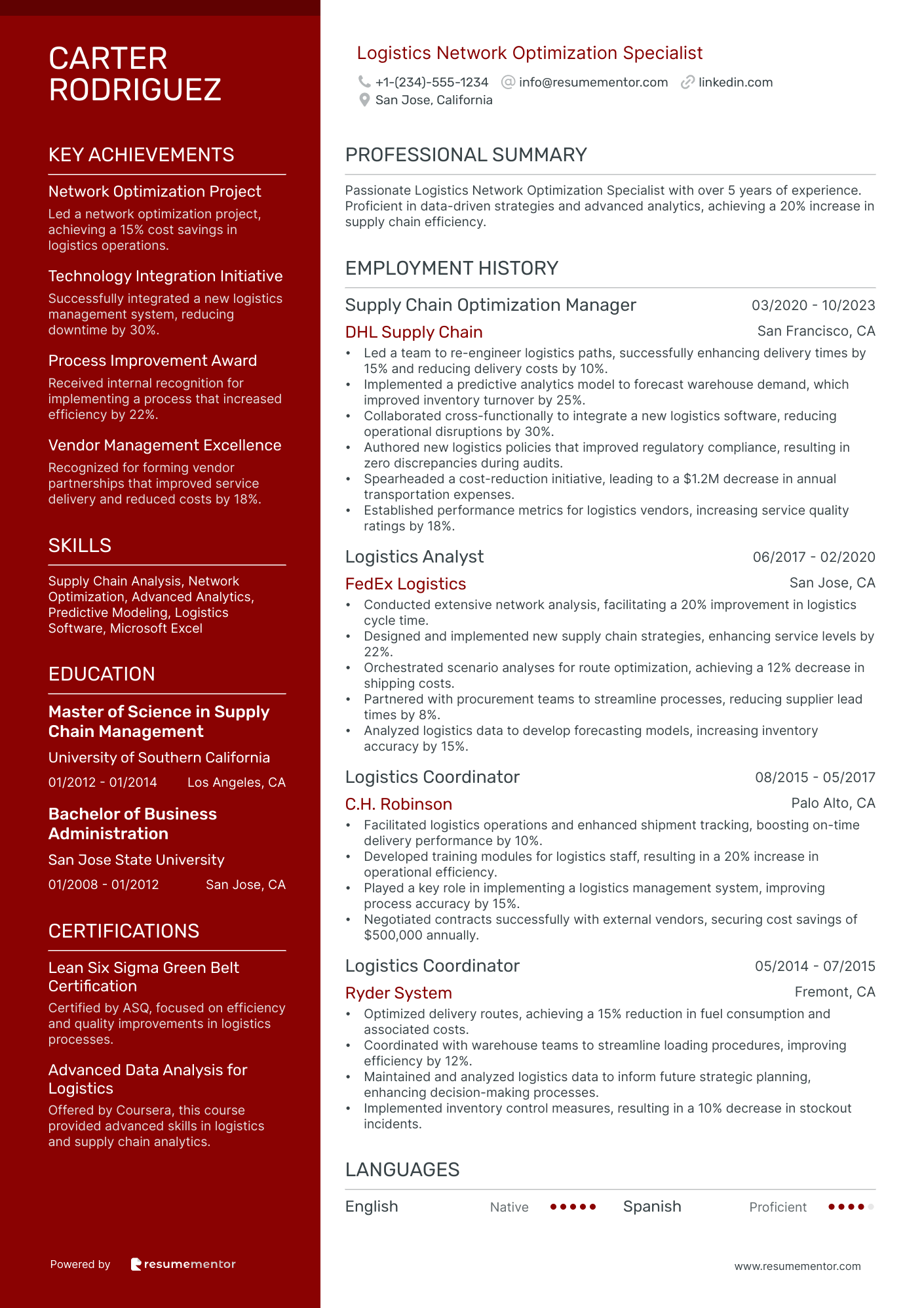 Logistics Network Optimization Specialist