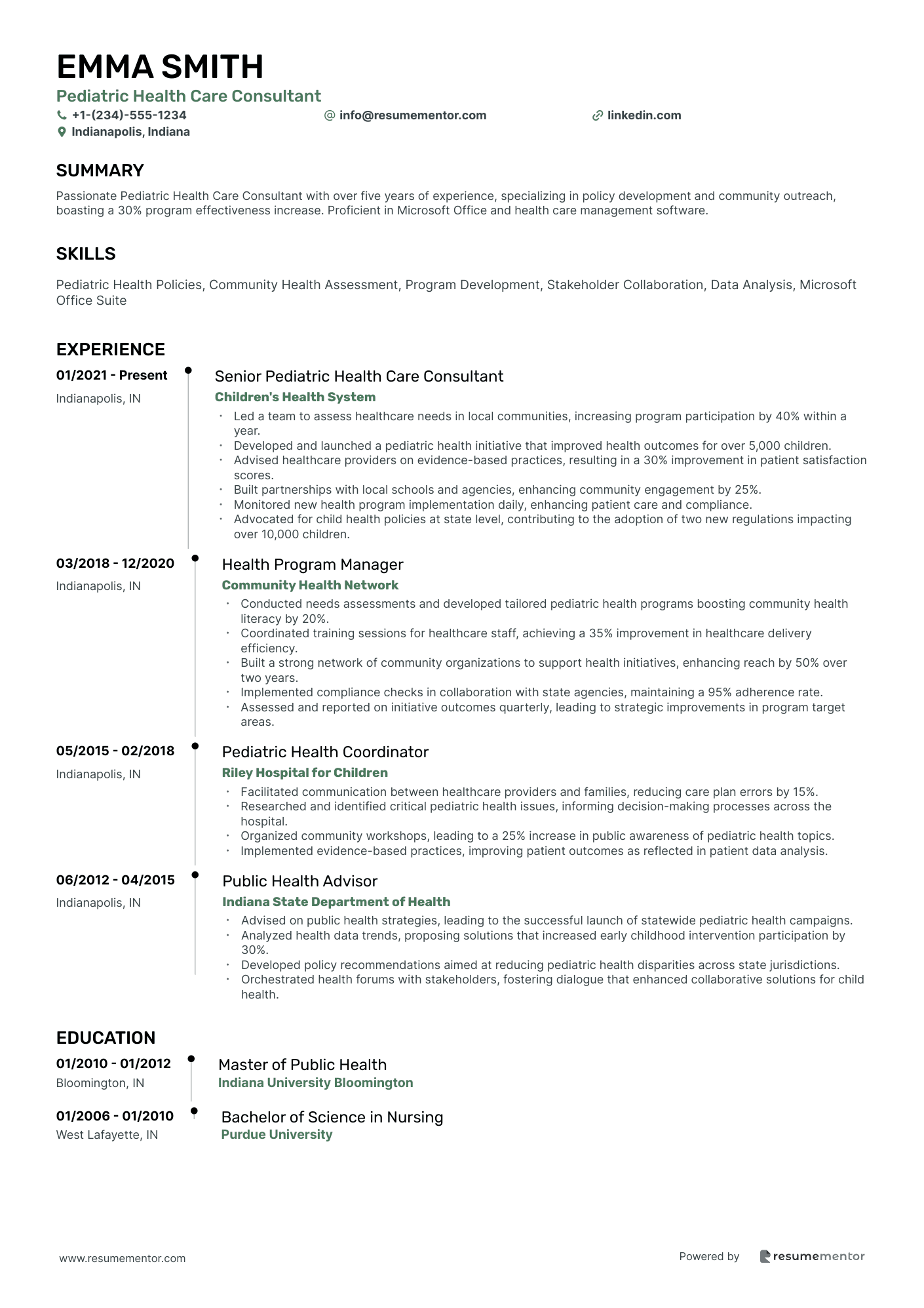 Pediatric Health Care Consultant