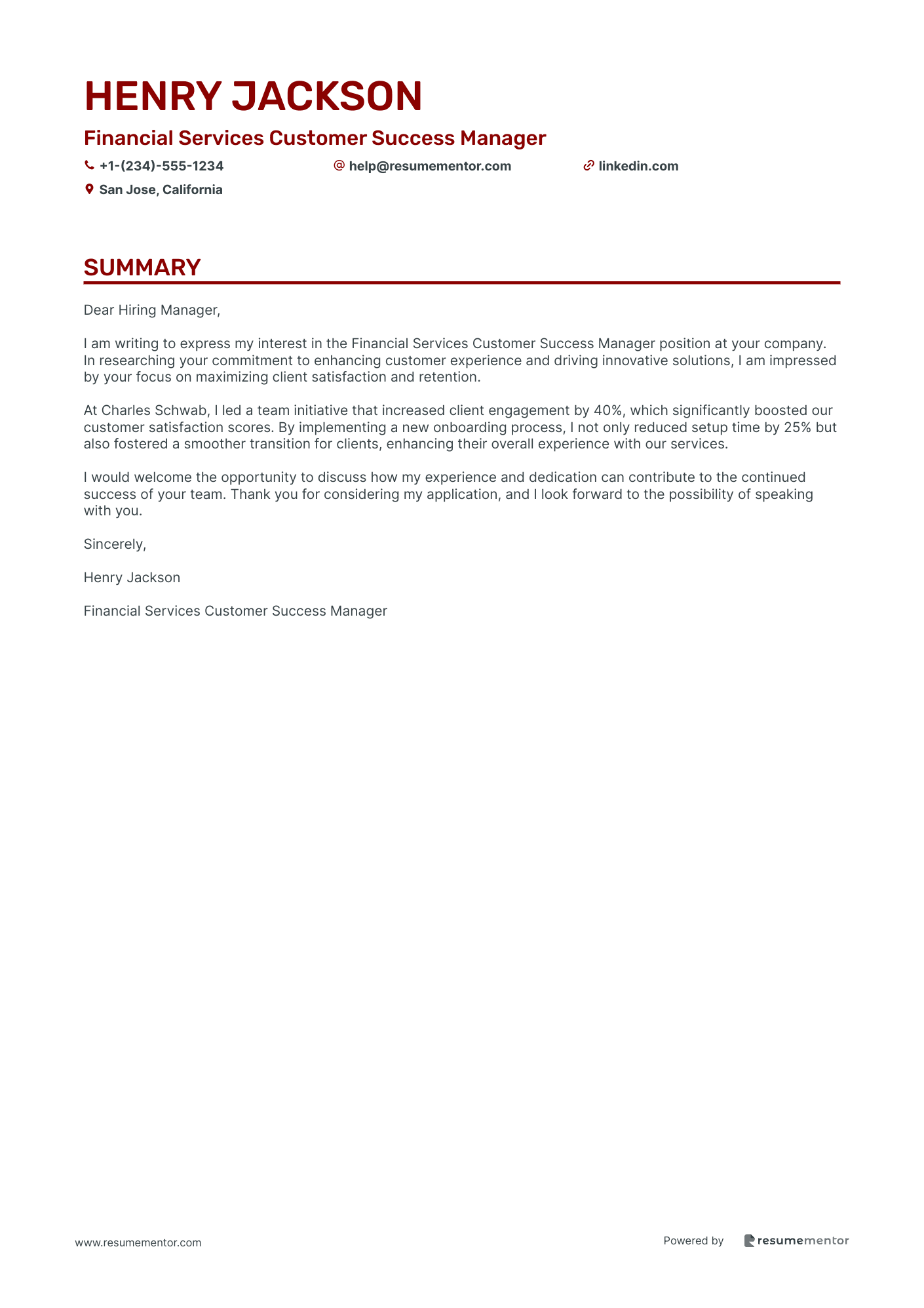 Financial Services Customer Success Manager