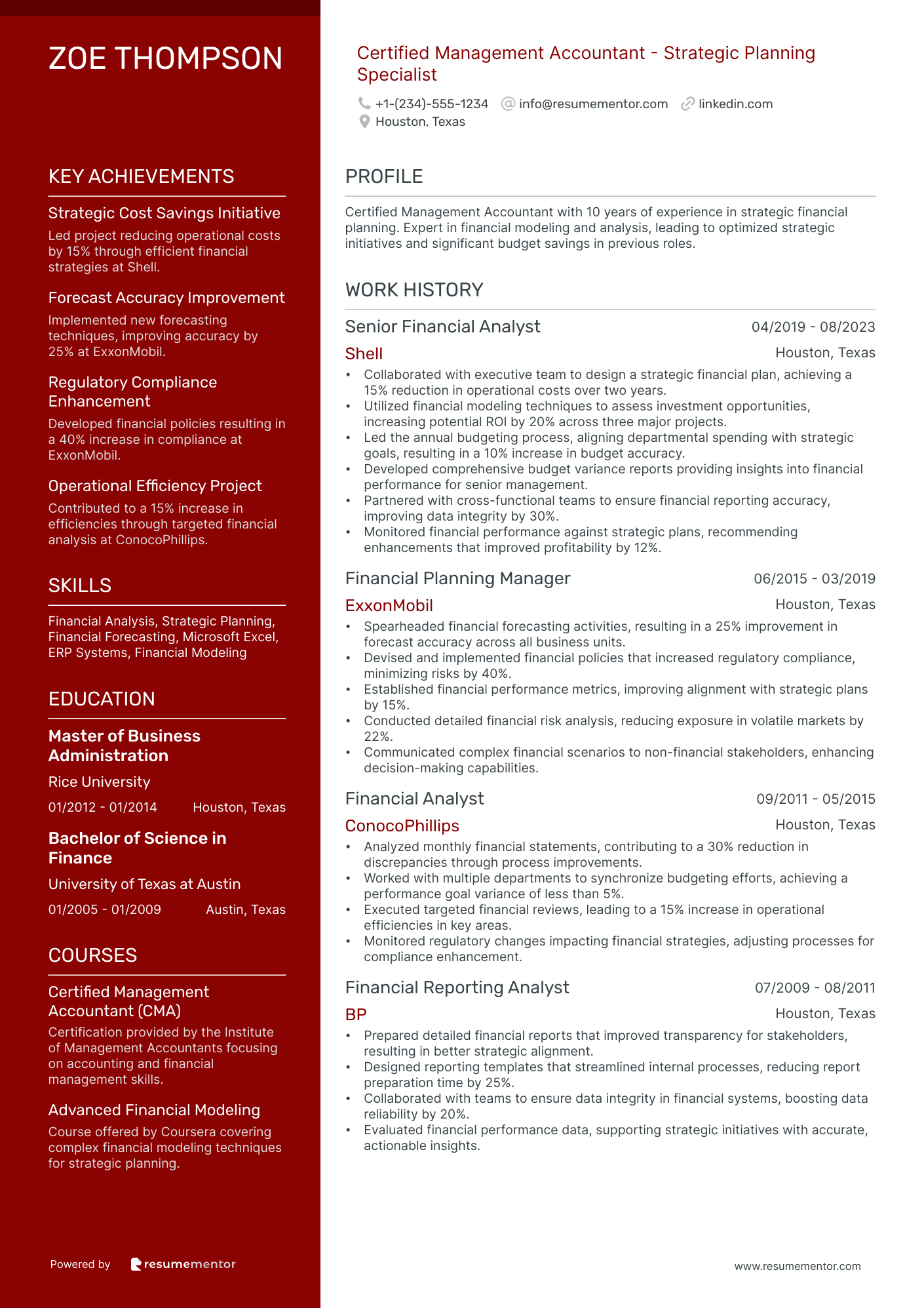 Certified Management Accountant   Strategic Planning Specialist