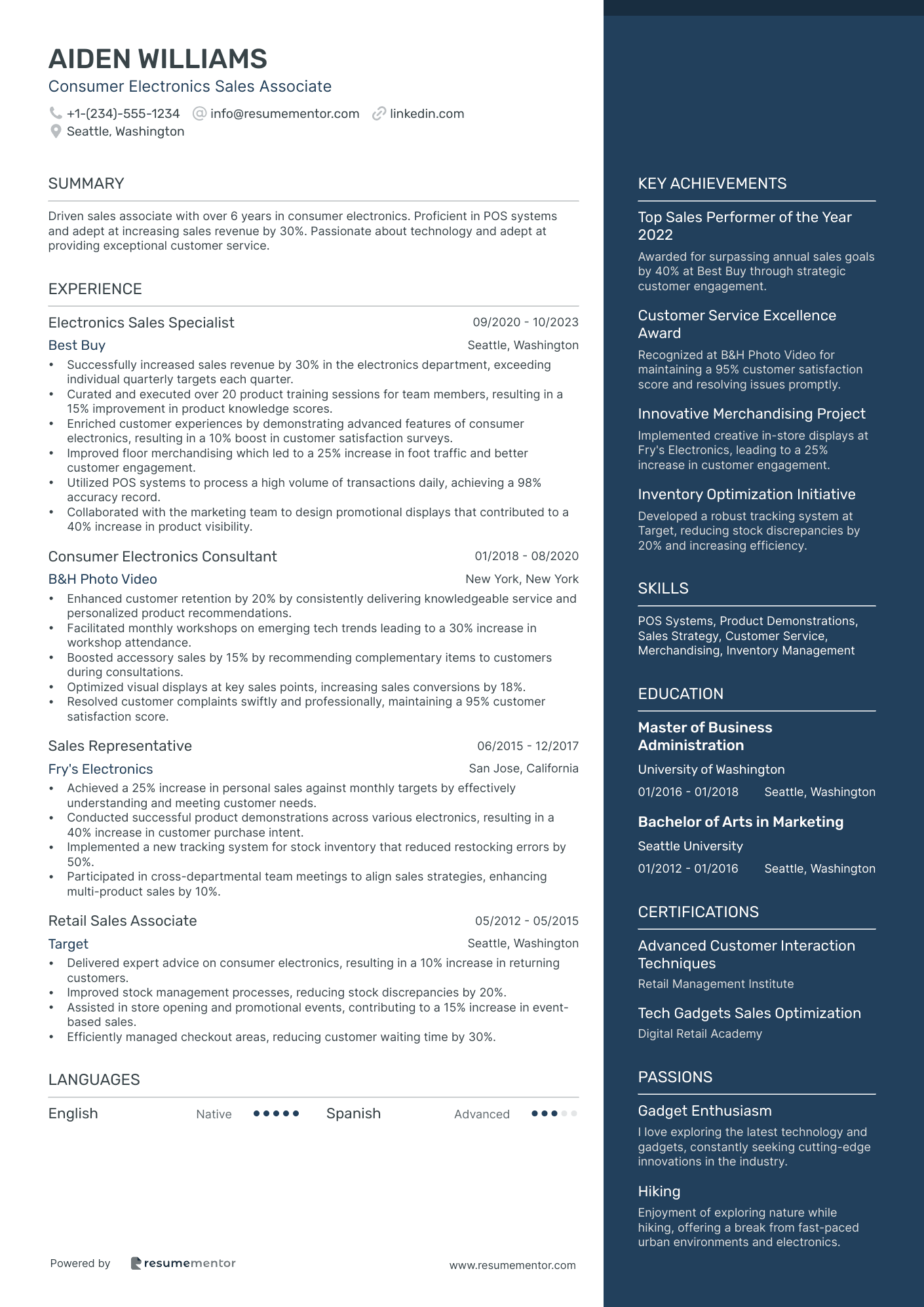 Consumer Electronics Sales Associate