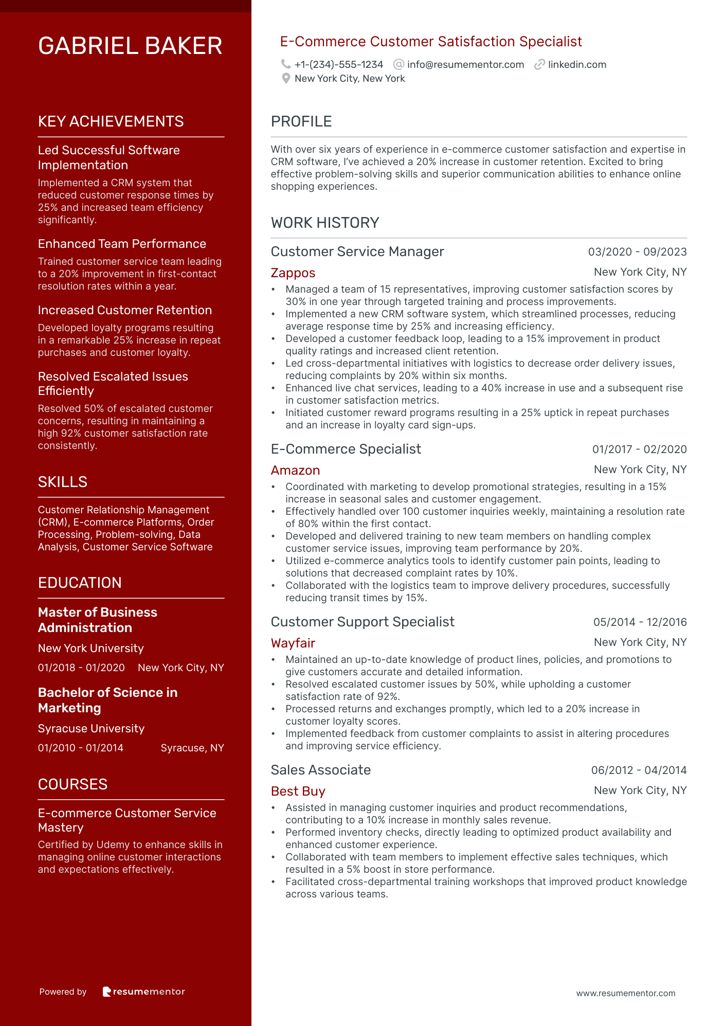 E Commerce Customer Satisfaction Specialist