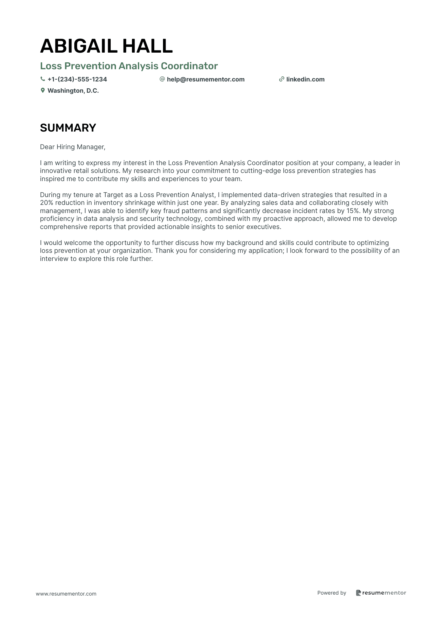 Loss Prevention Analysis Coordinator