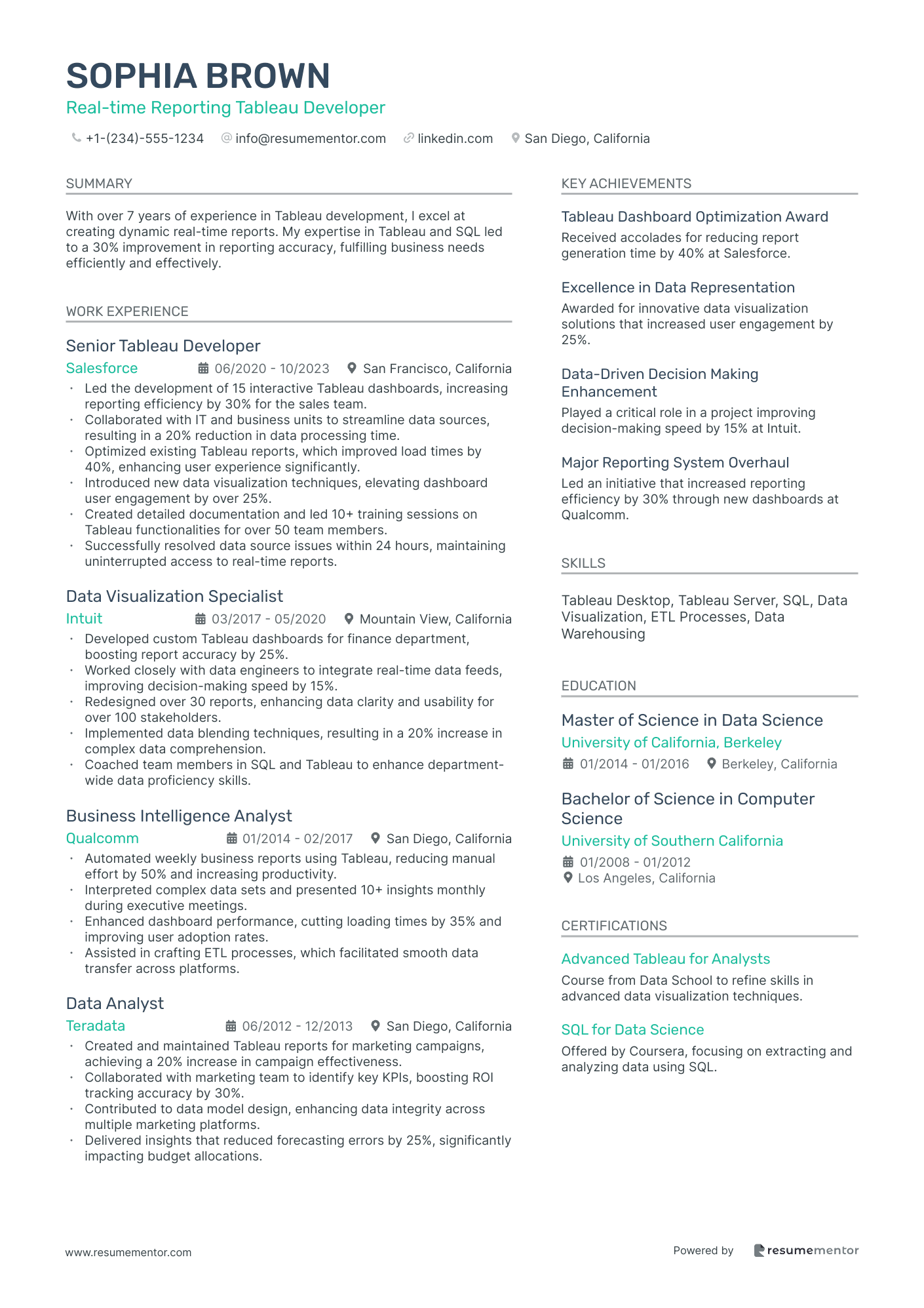 Real time Reporting Tableau Developer
