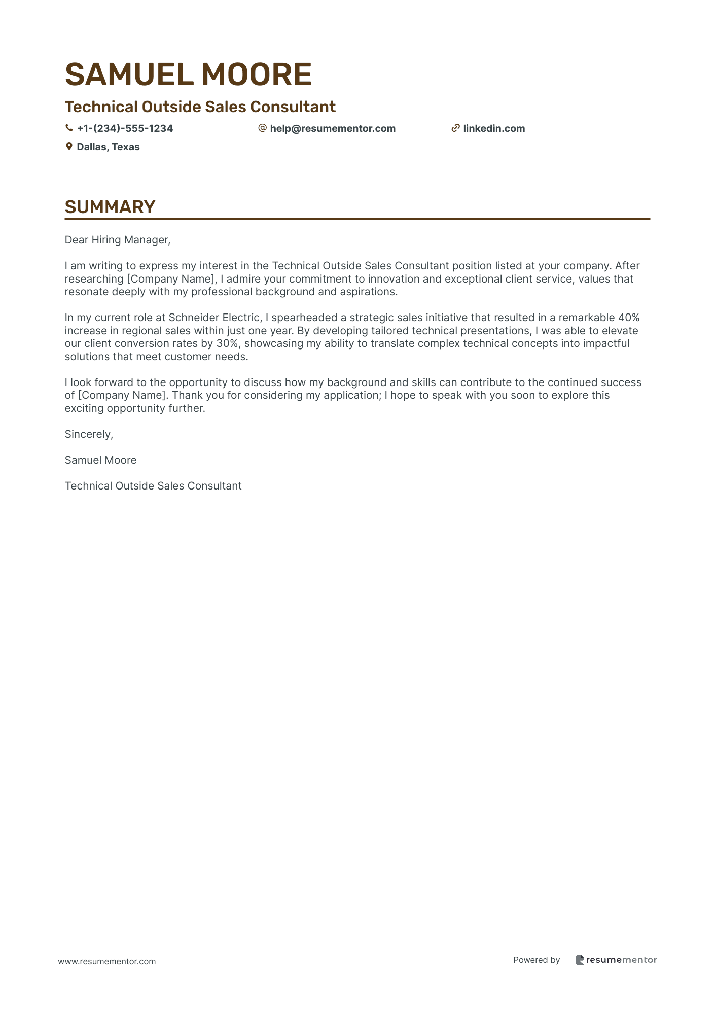 Technical Outside Sales Consultant