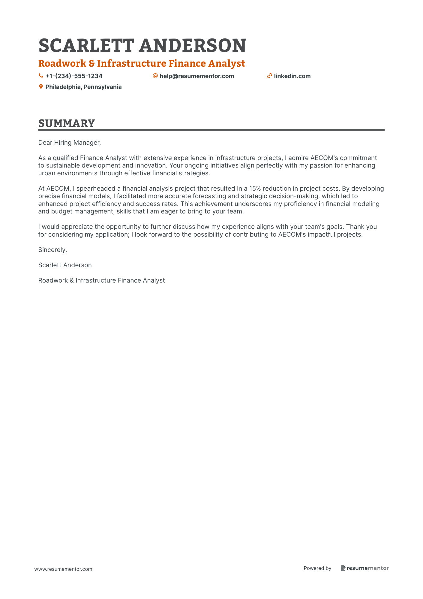 Roadwork & Infrastructure Finance Analyst