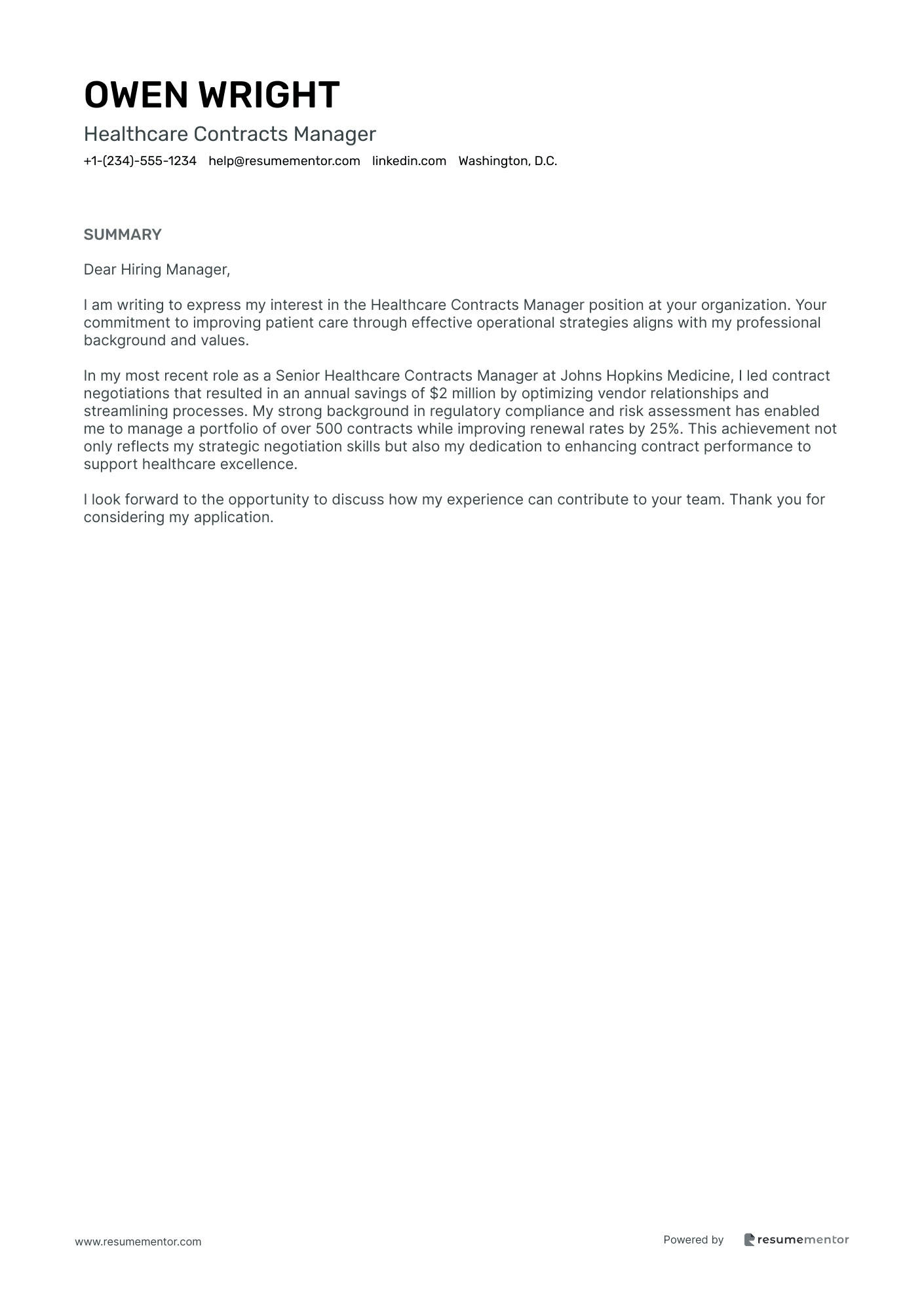 Healthcare Contracts Manager