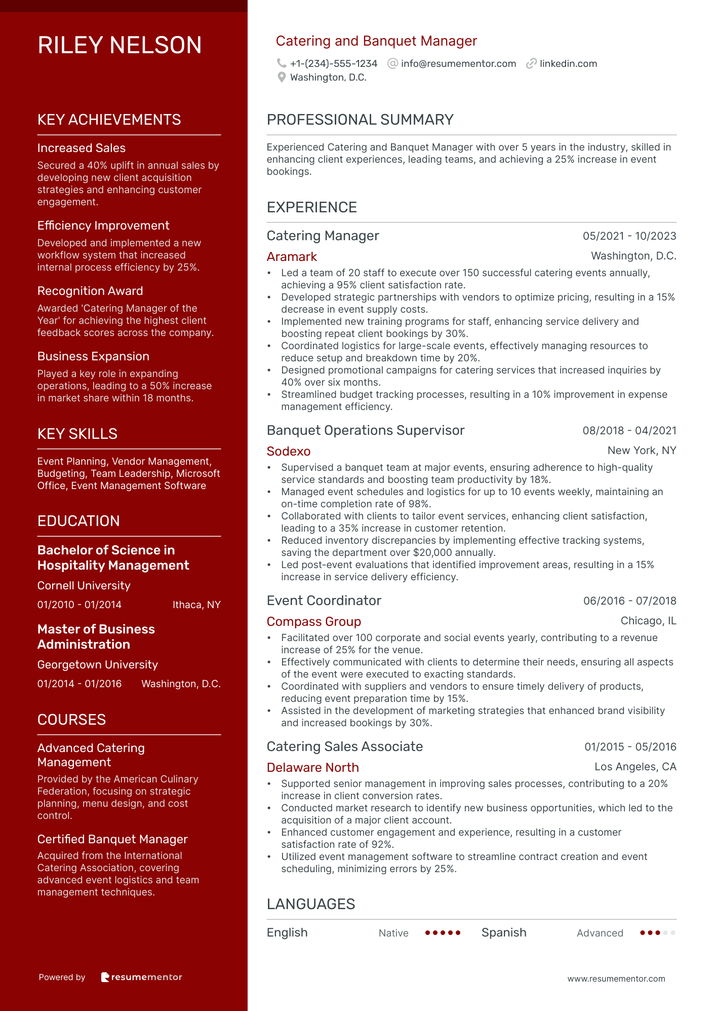 Catering and Banquet Manager