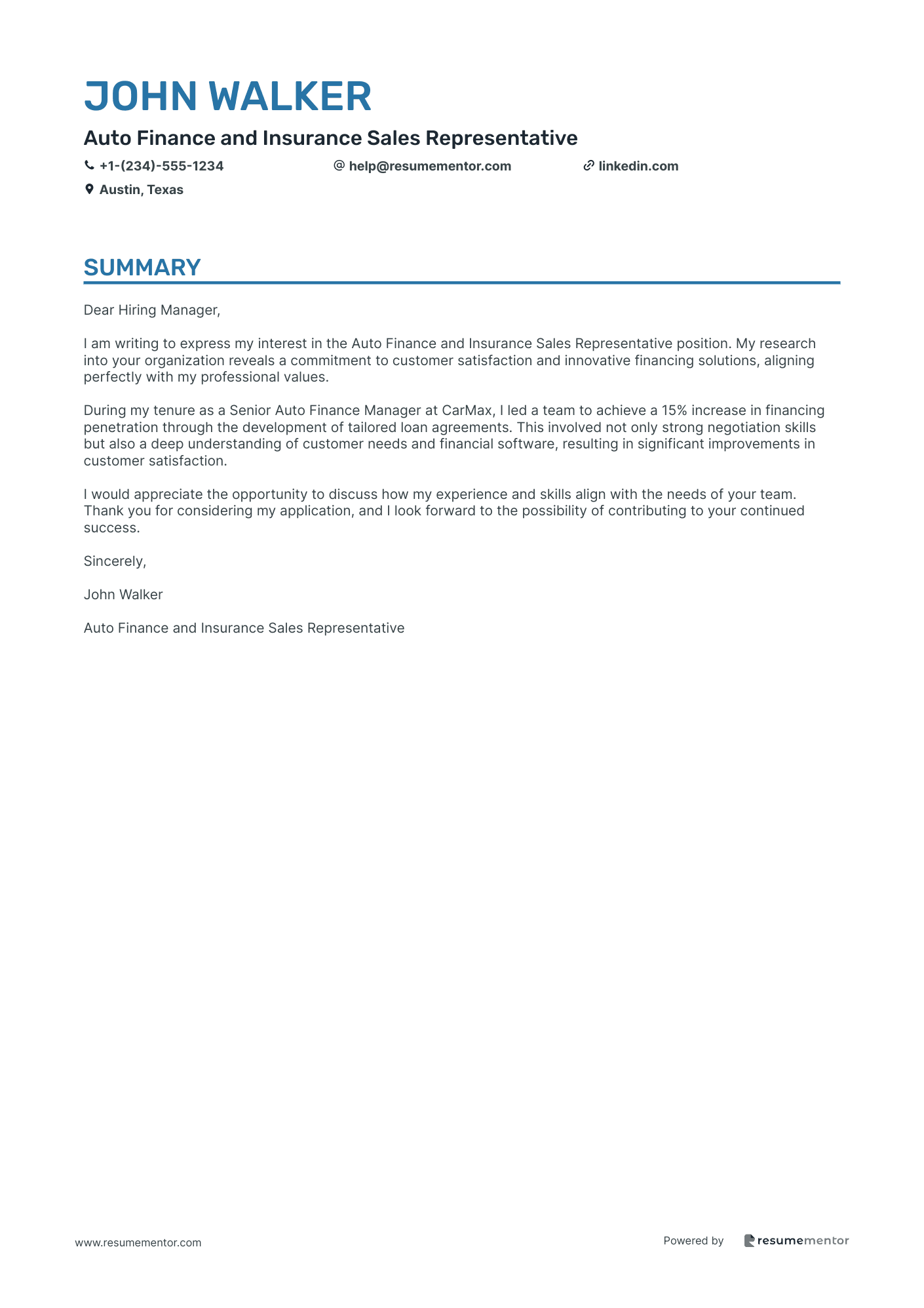Auto Finance and Insurance Sales Representative