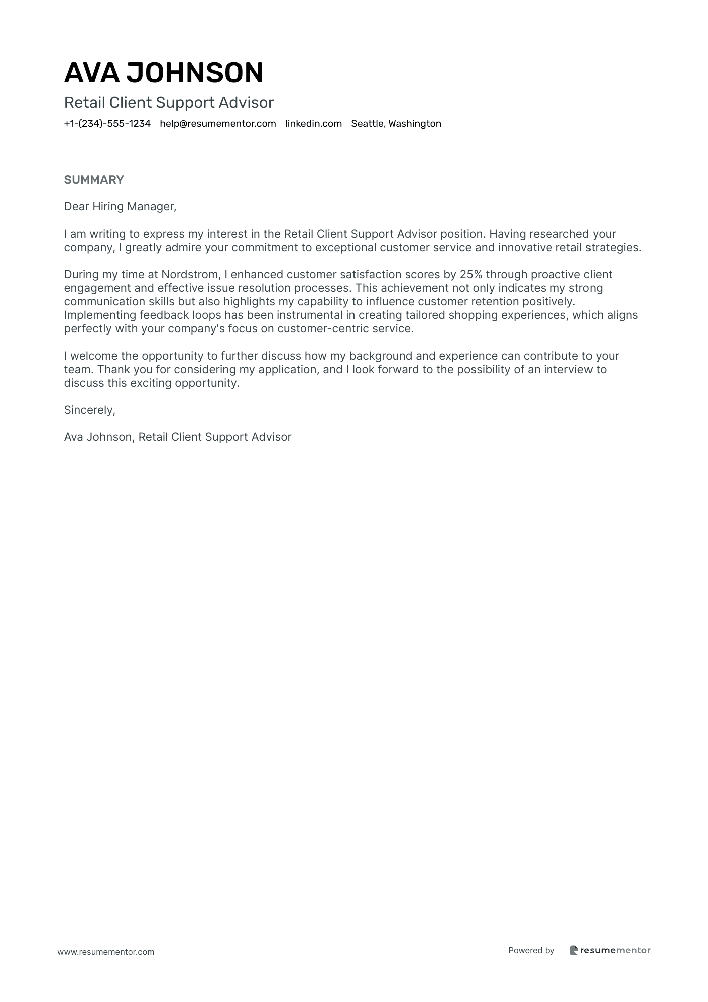 Retail Client Support Advisor