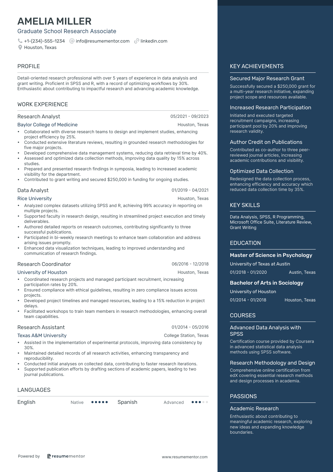 Graduate School Research Associate