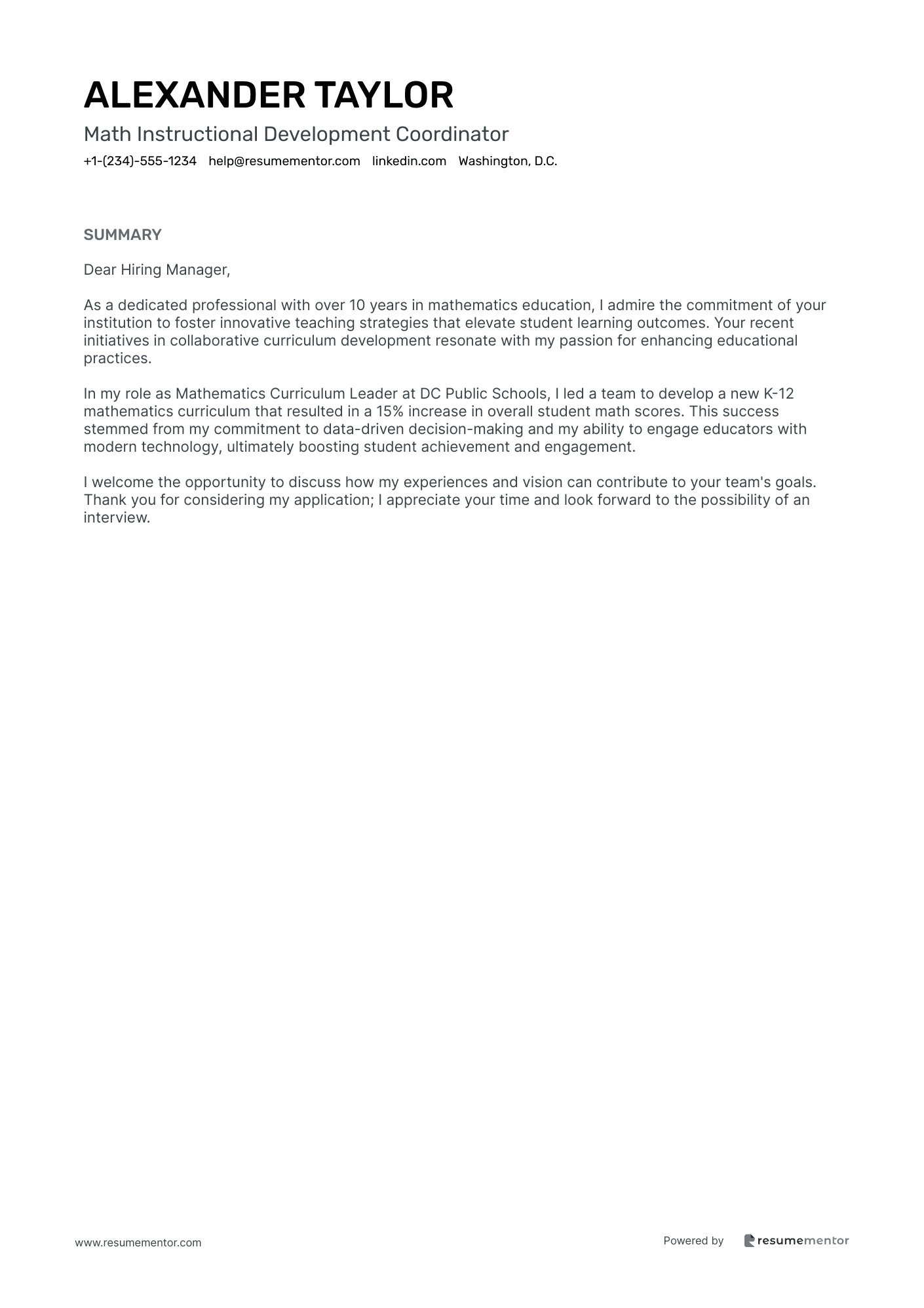 Math Instructional Development Coordinator