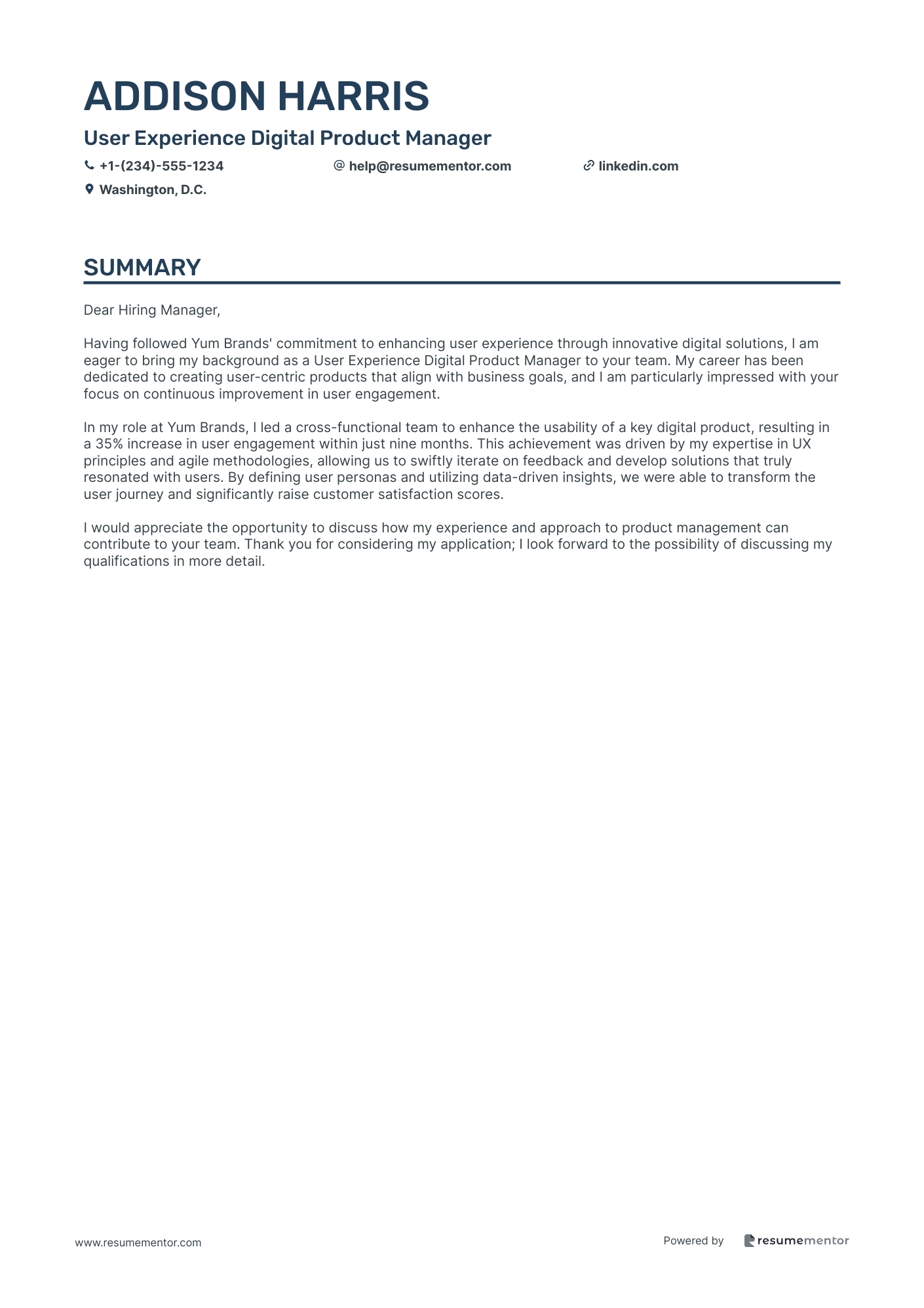User Experience Digital Product Manager