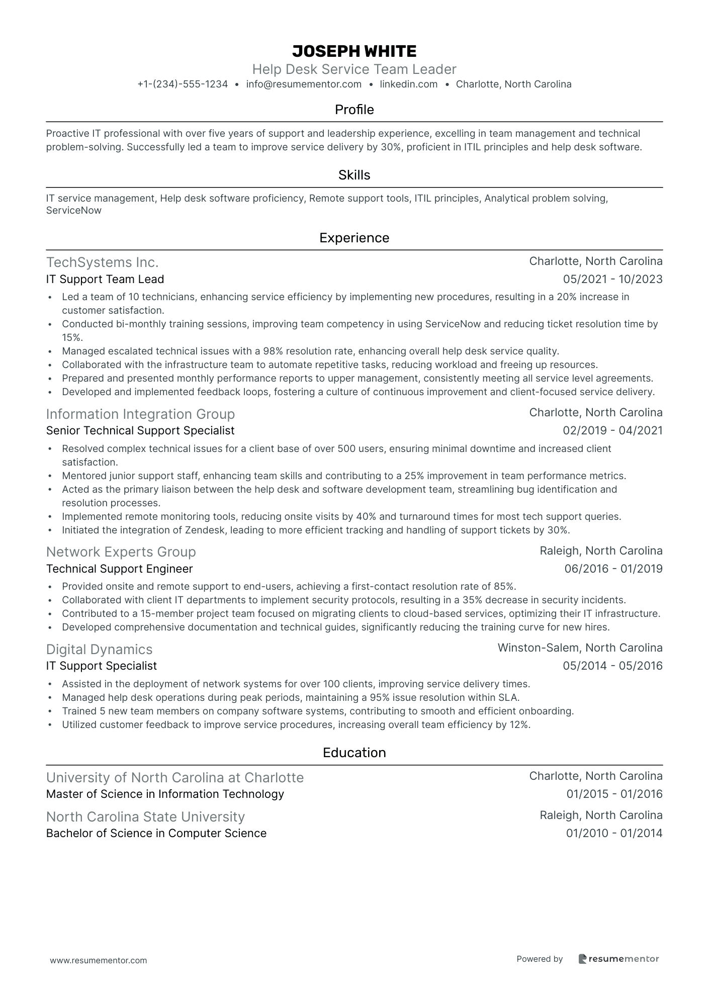 Help Desk Service Team Leader