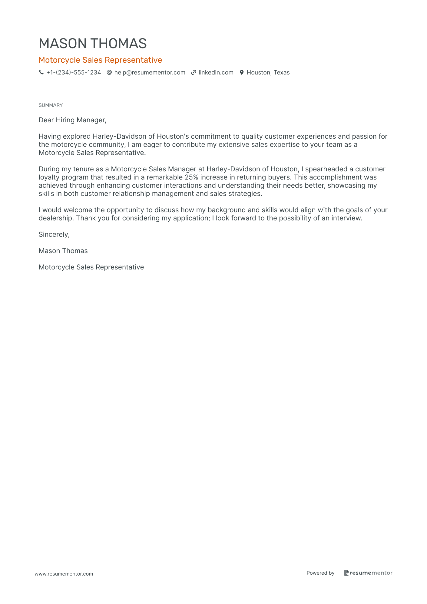 Motorcycle Sales Representative