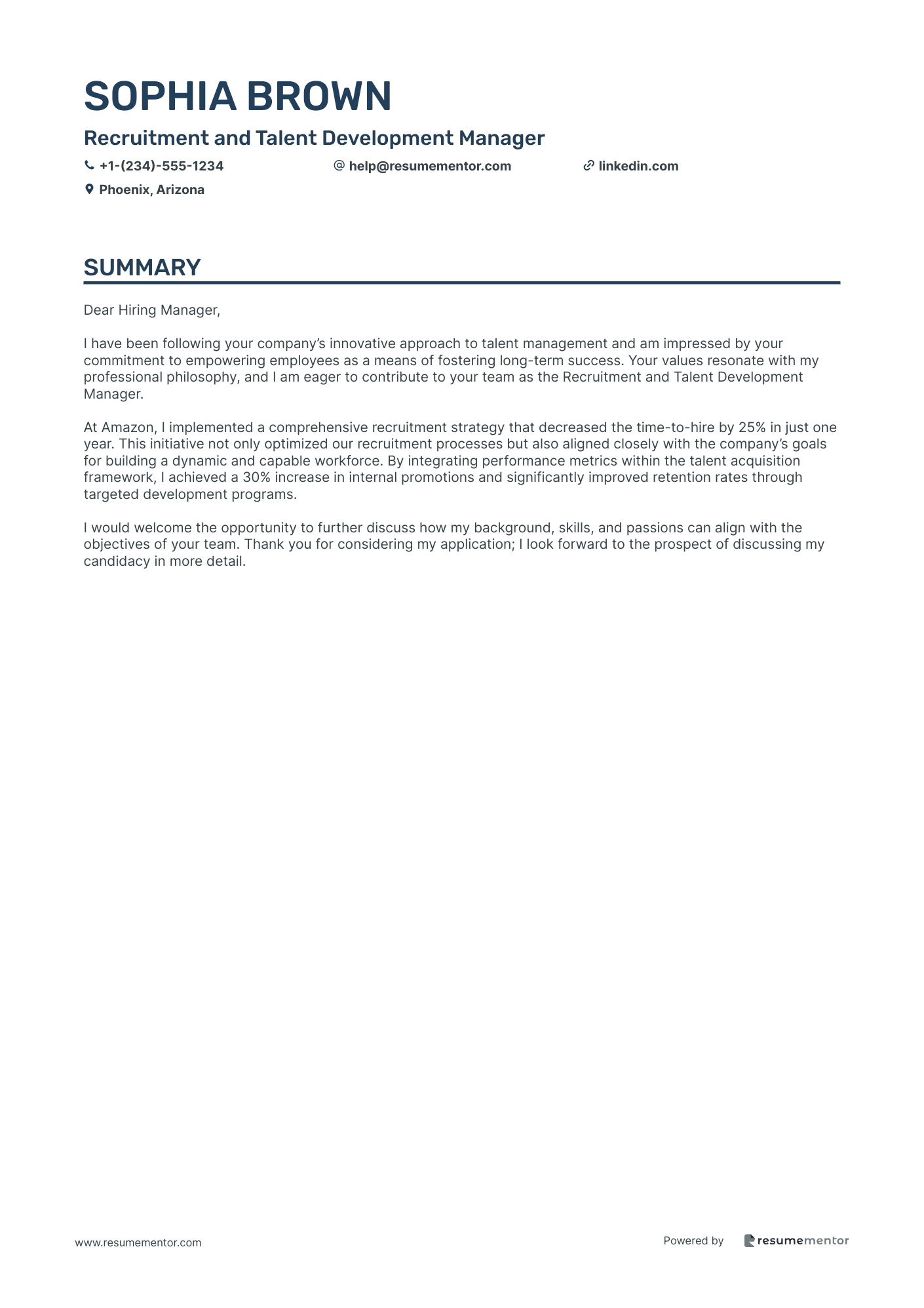 Recruitment and Talent Development Manager