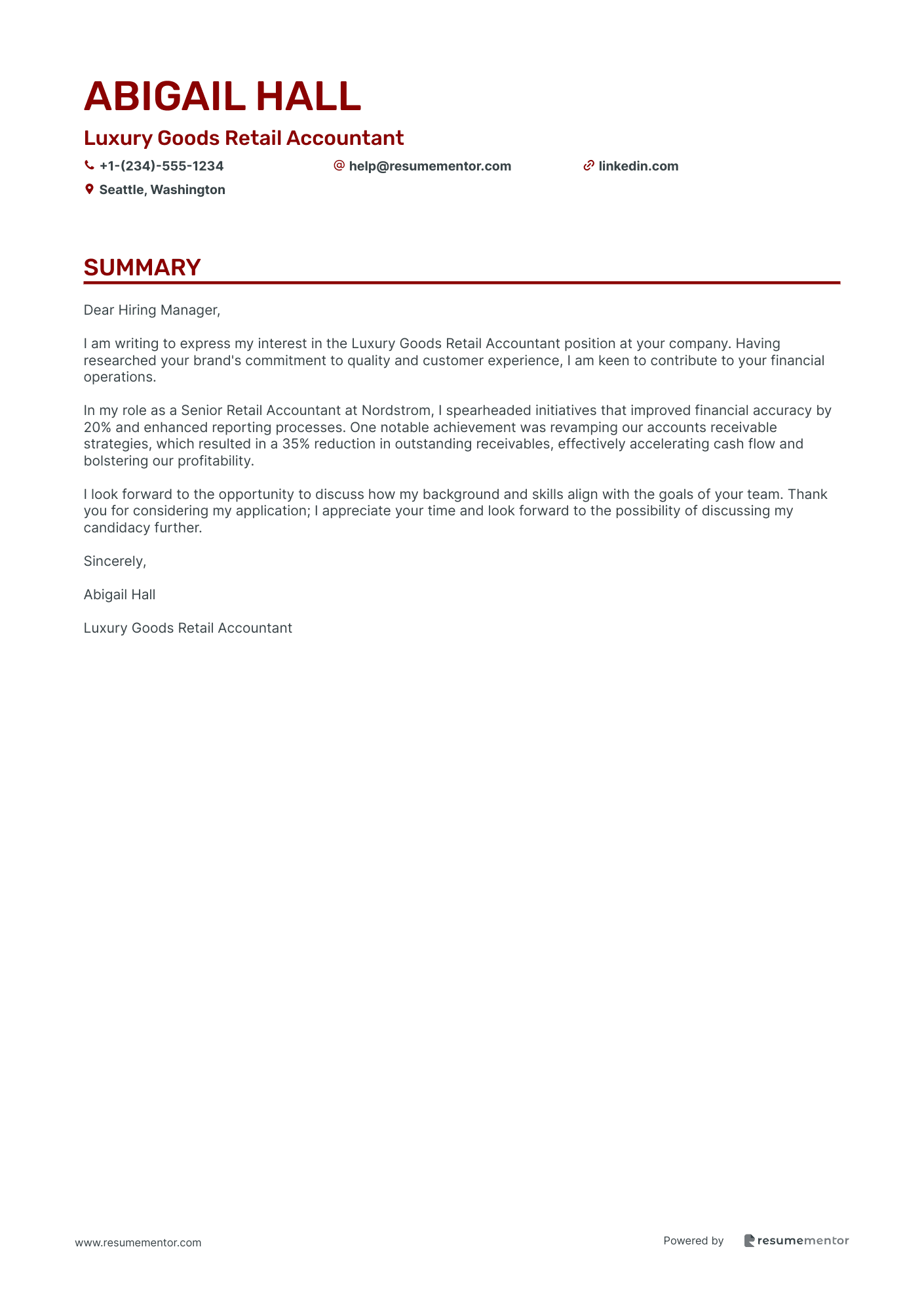 Luxury Goods Retail Accountant