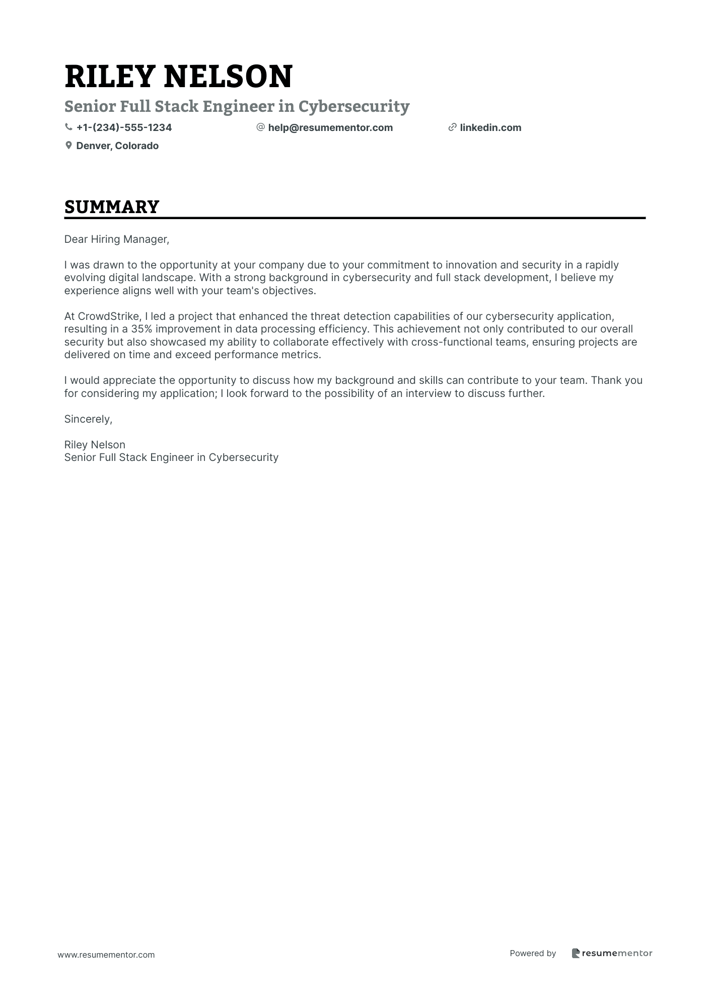 Senior Full Stack Engineer in Cybersecurity