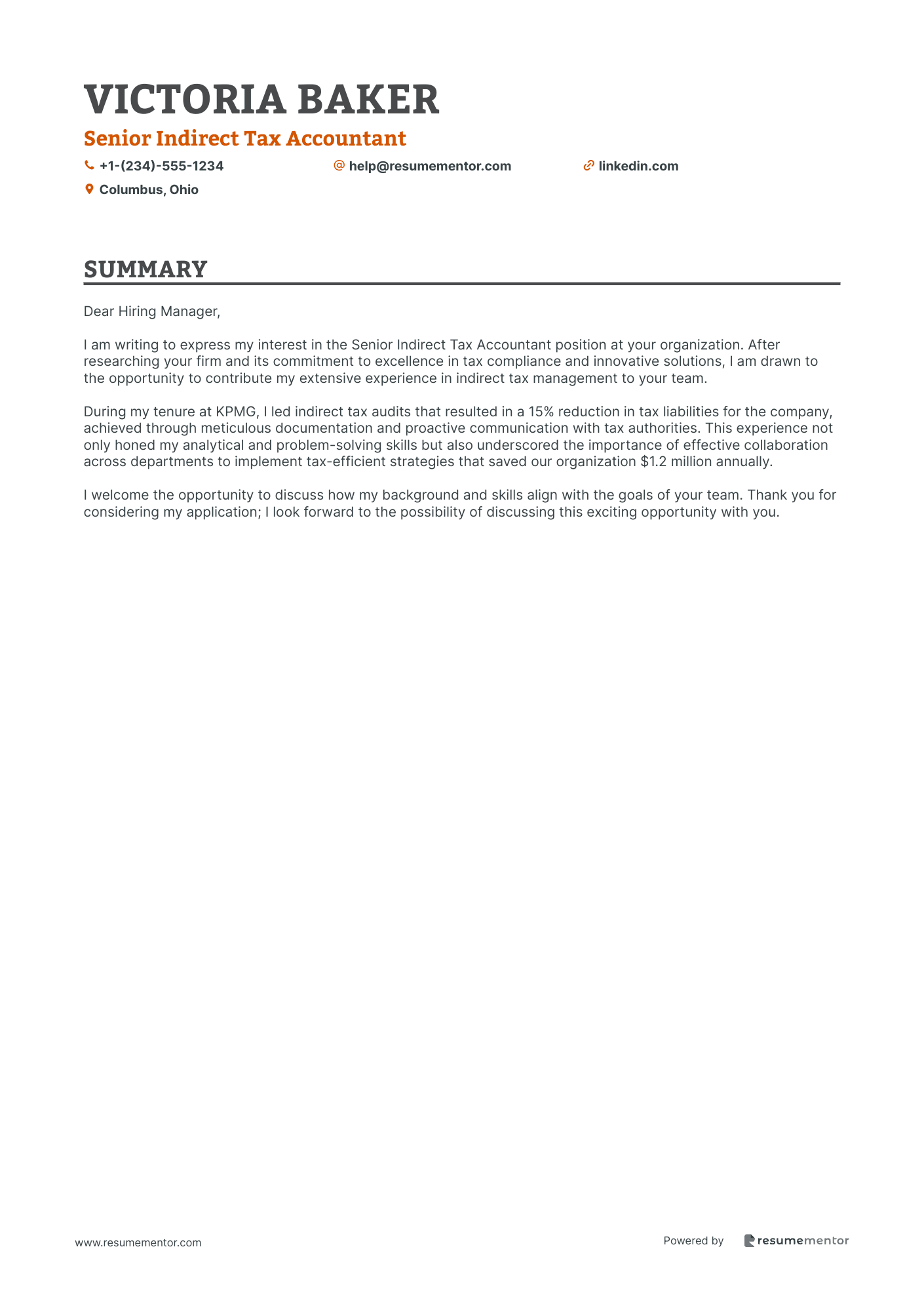 Senior Indirect Tax Accountant