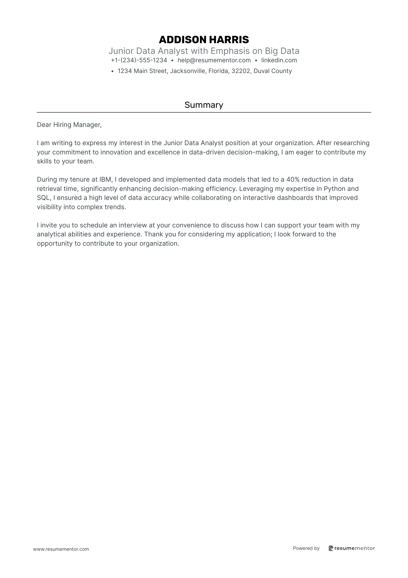Junior Data Analyst with Emphasis on Big Data