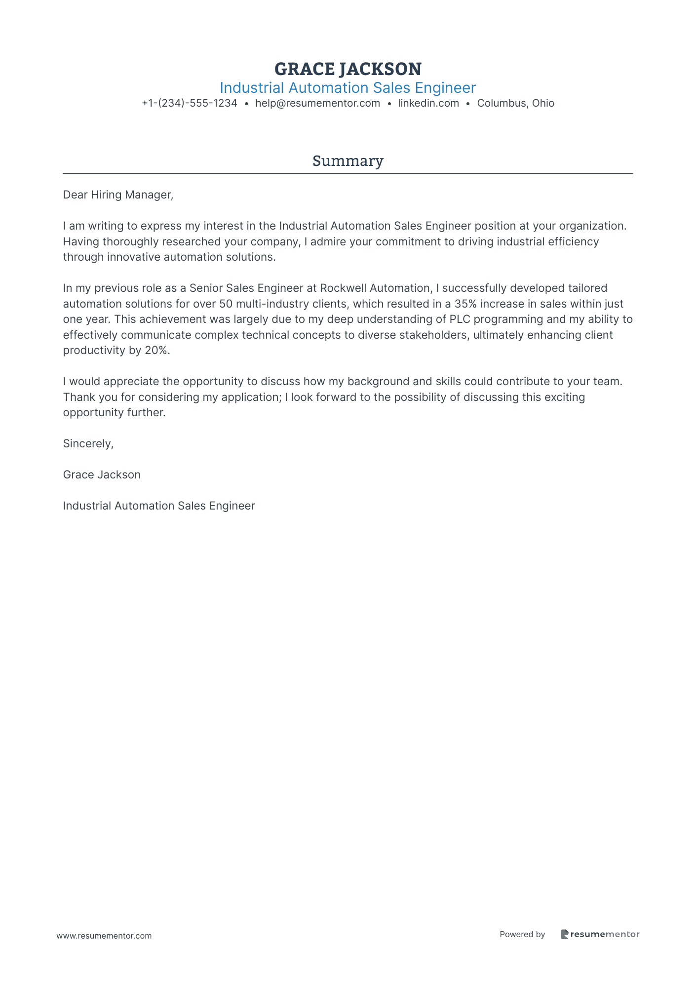 Industrial Automation Sales Engineer