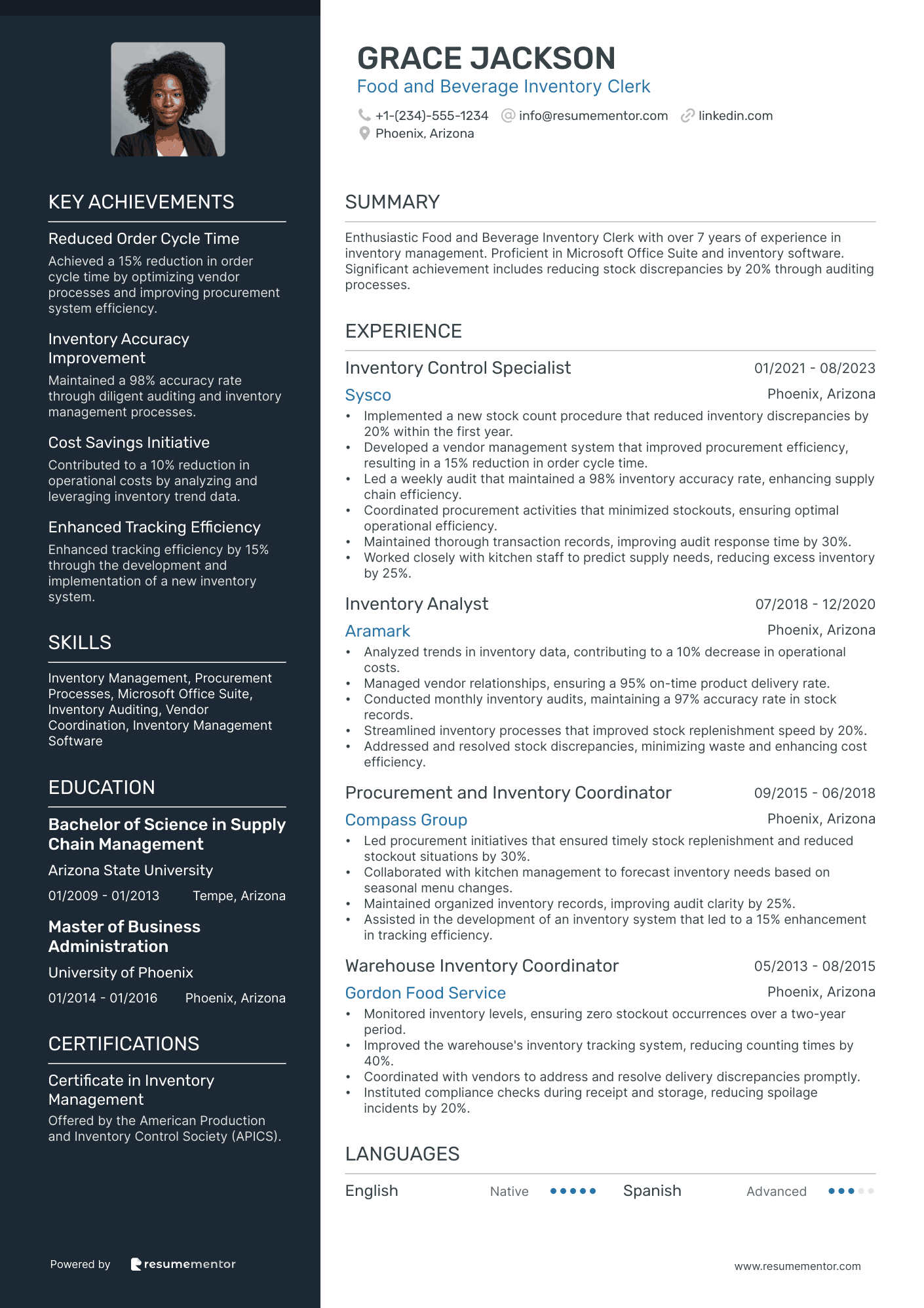 Food and Beverage Inventory Clerk