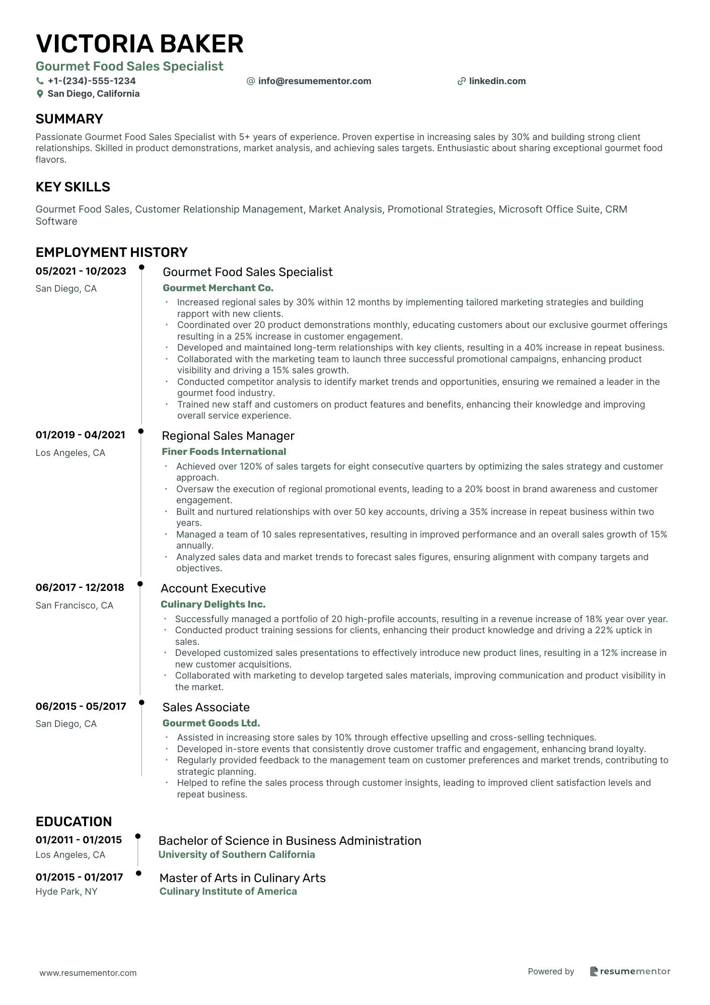 Gourmet Food Sales Specialist