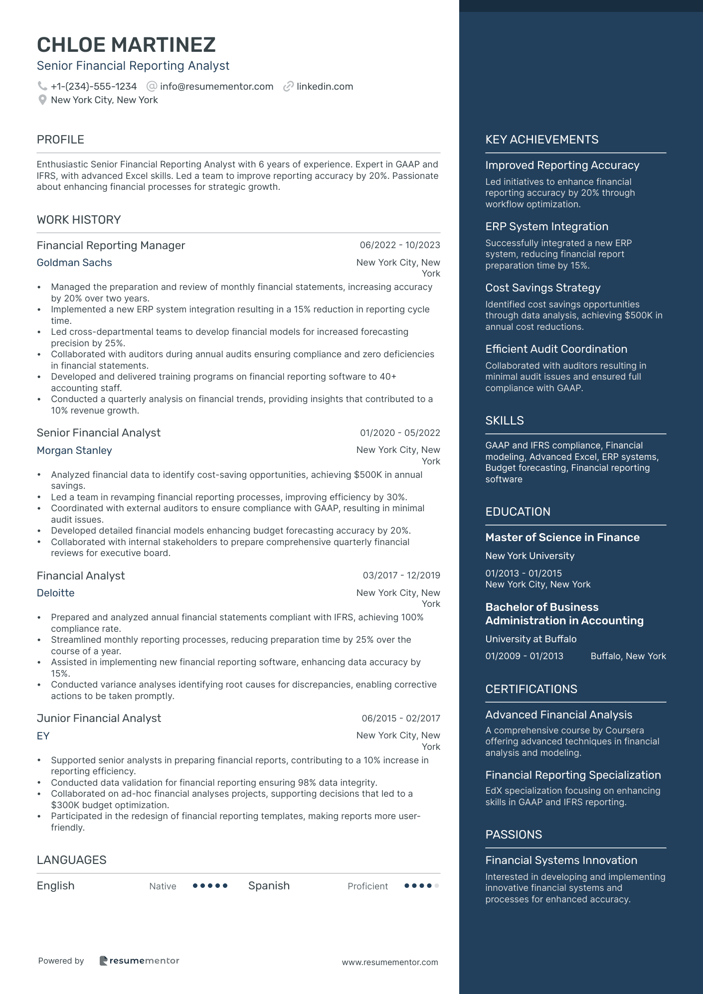 Senior Financial Reporting Analyst