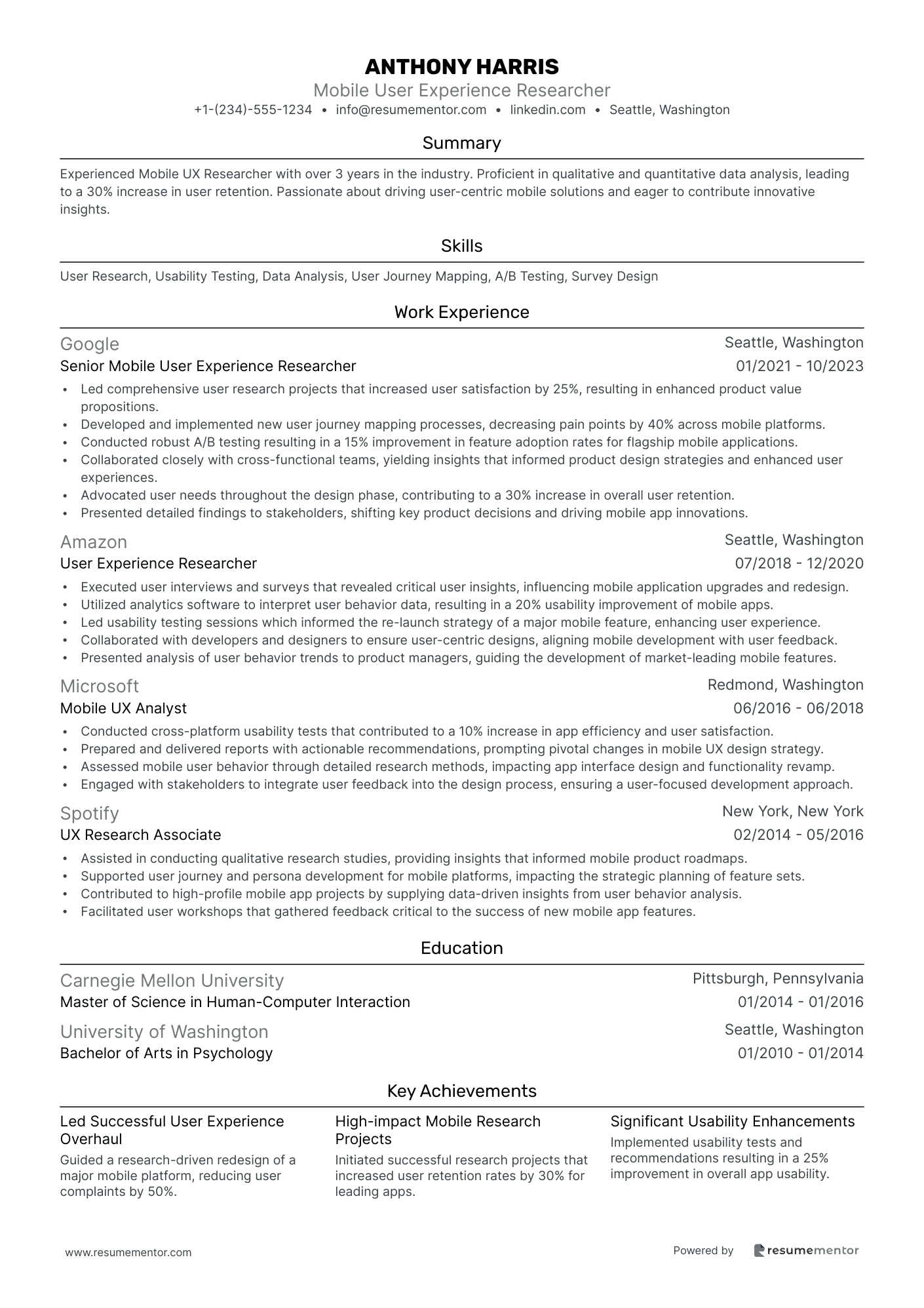 Mobile User Experience Researcher