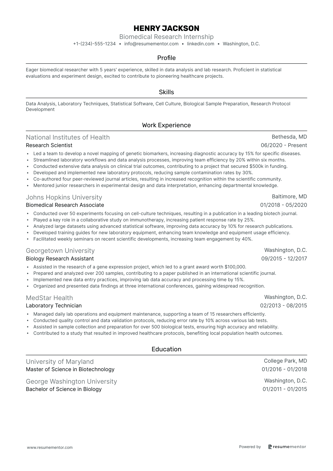 Biomedical Research Internship